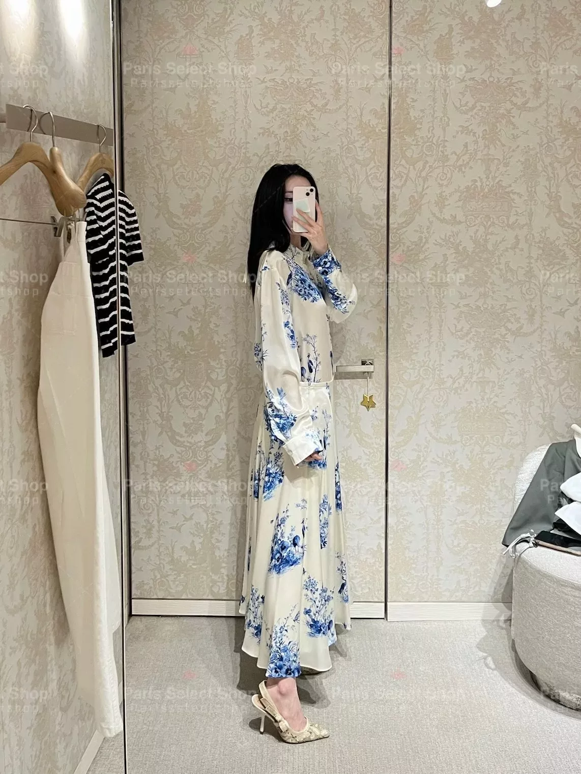 디올 플라워 프린트 와이드 카라 셔츠 상세 이미지 15