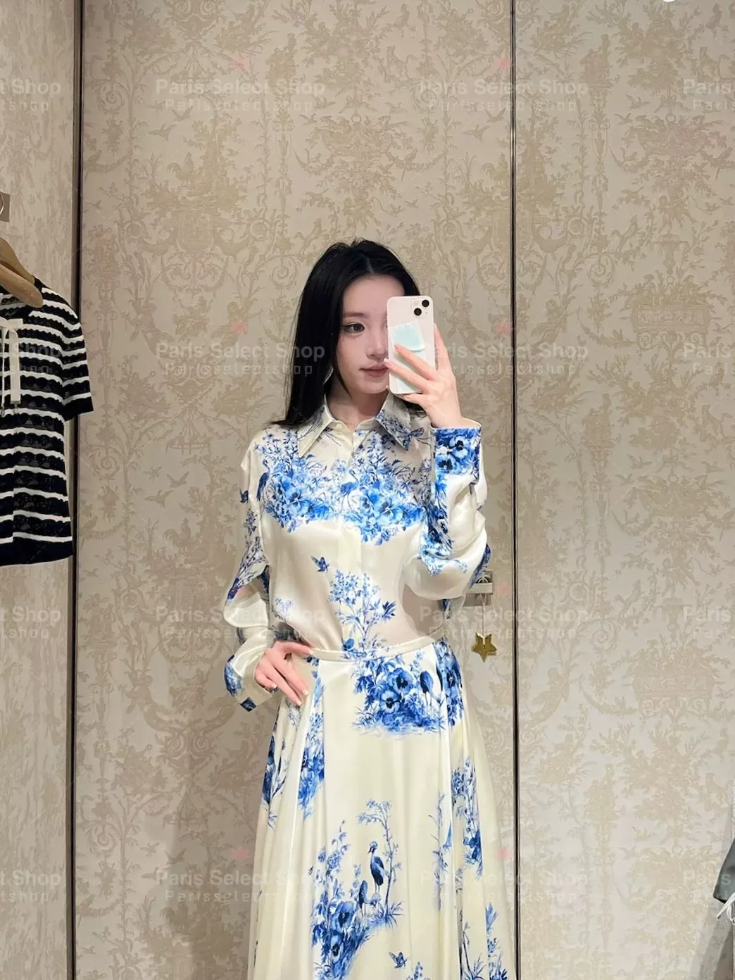 디올 플라워 프린트 와이드 카라 셔츠 상세 이미지 16