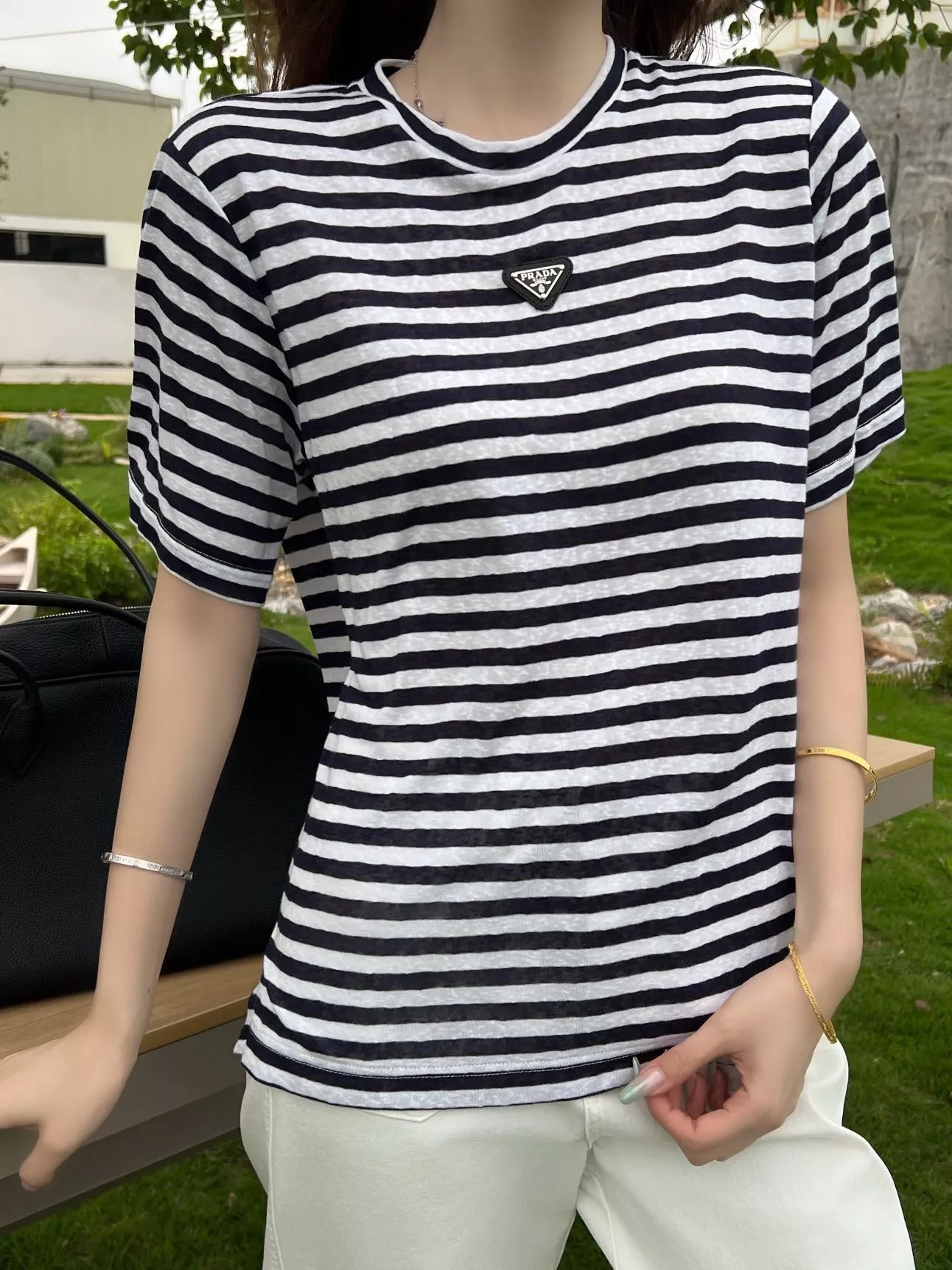 디올 화이트 하이웨이스트 와이드 팬츠 상세 이미지 18
