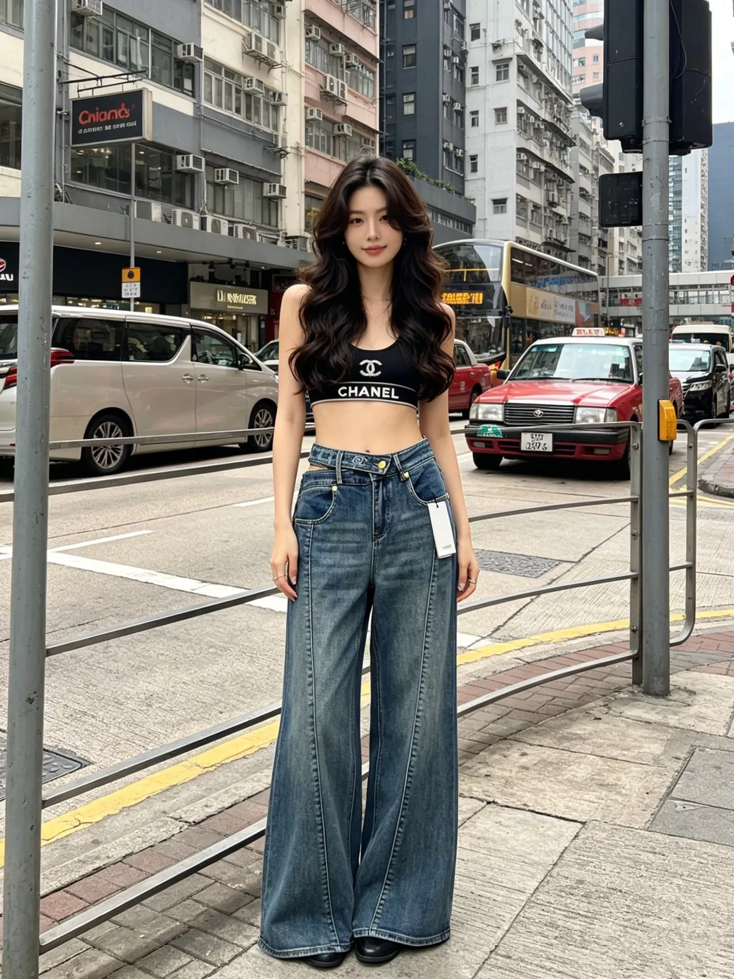 샤넬 컷아웃 와이드 데님 팬츠 상세 이미지 11