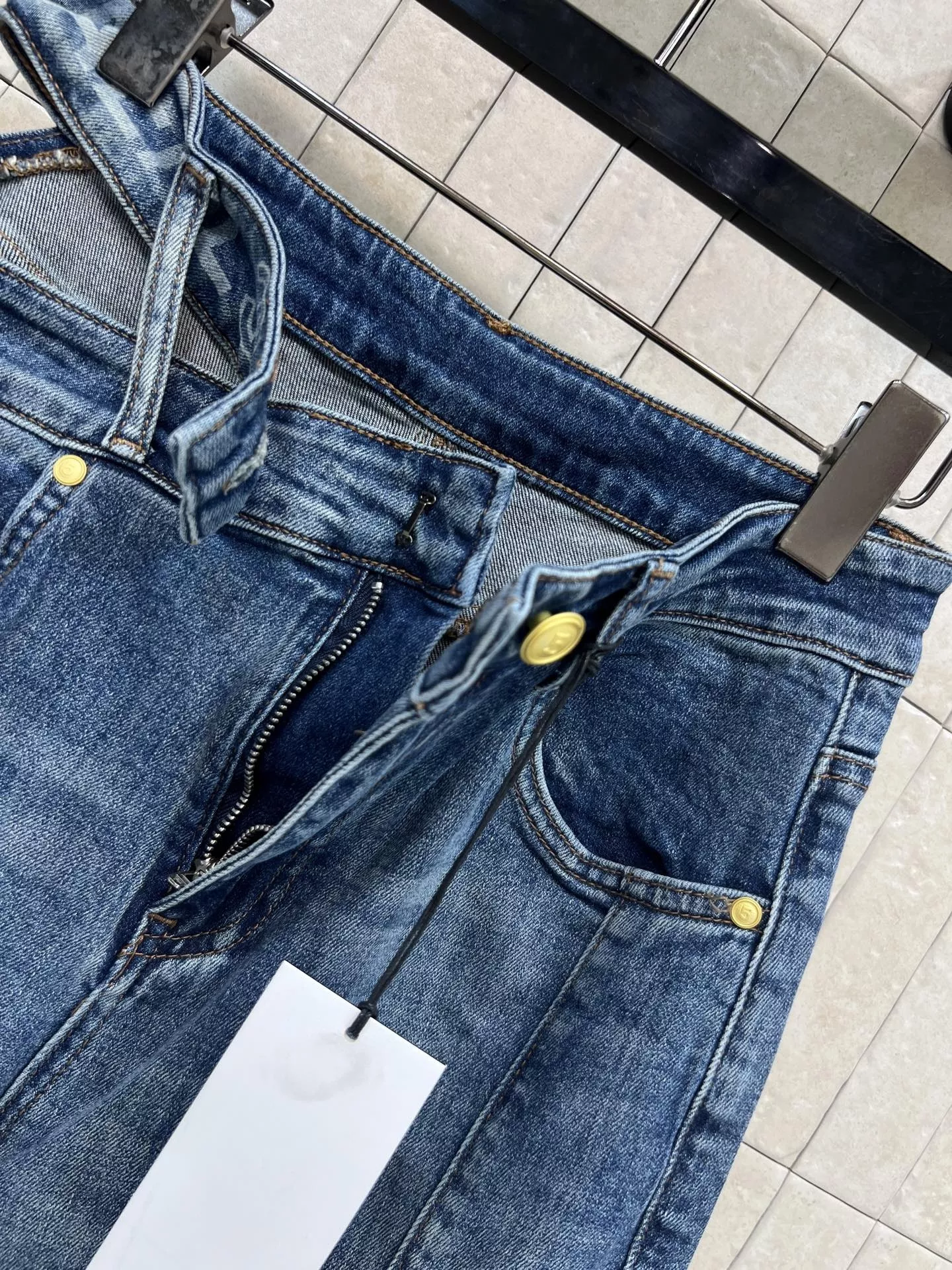 샤넬 컷아웃 와이드 데님 팬츠 상세 이미지 6