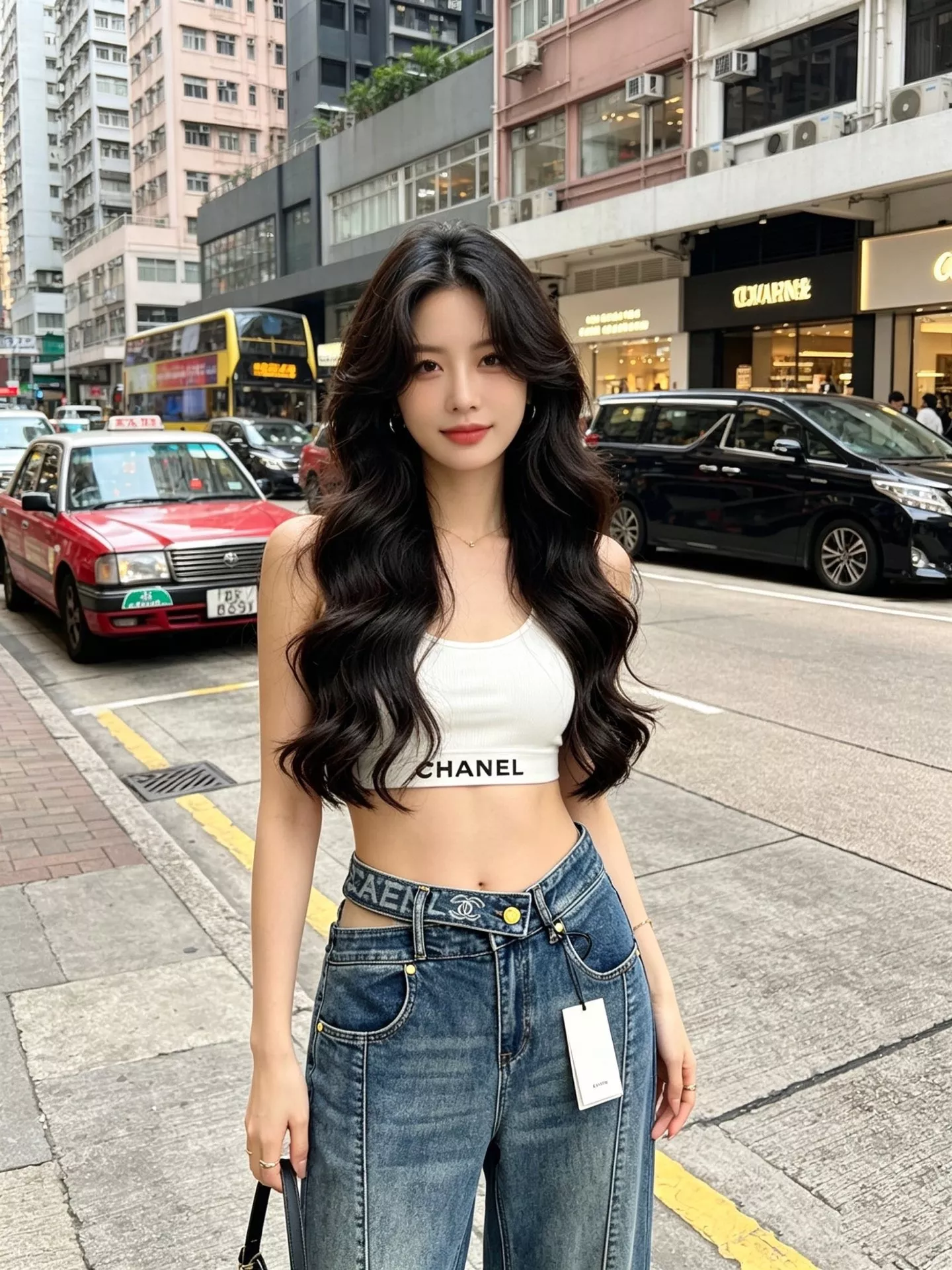 샤넬 컷아웃 와이드 데님 팬츠 상세 이미지 14