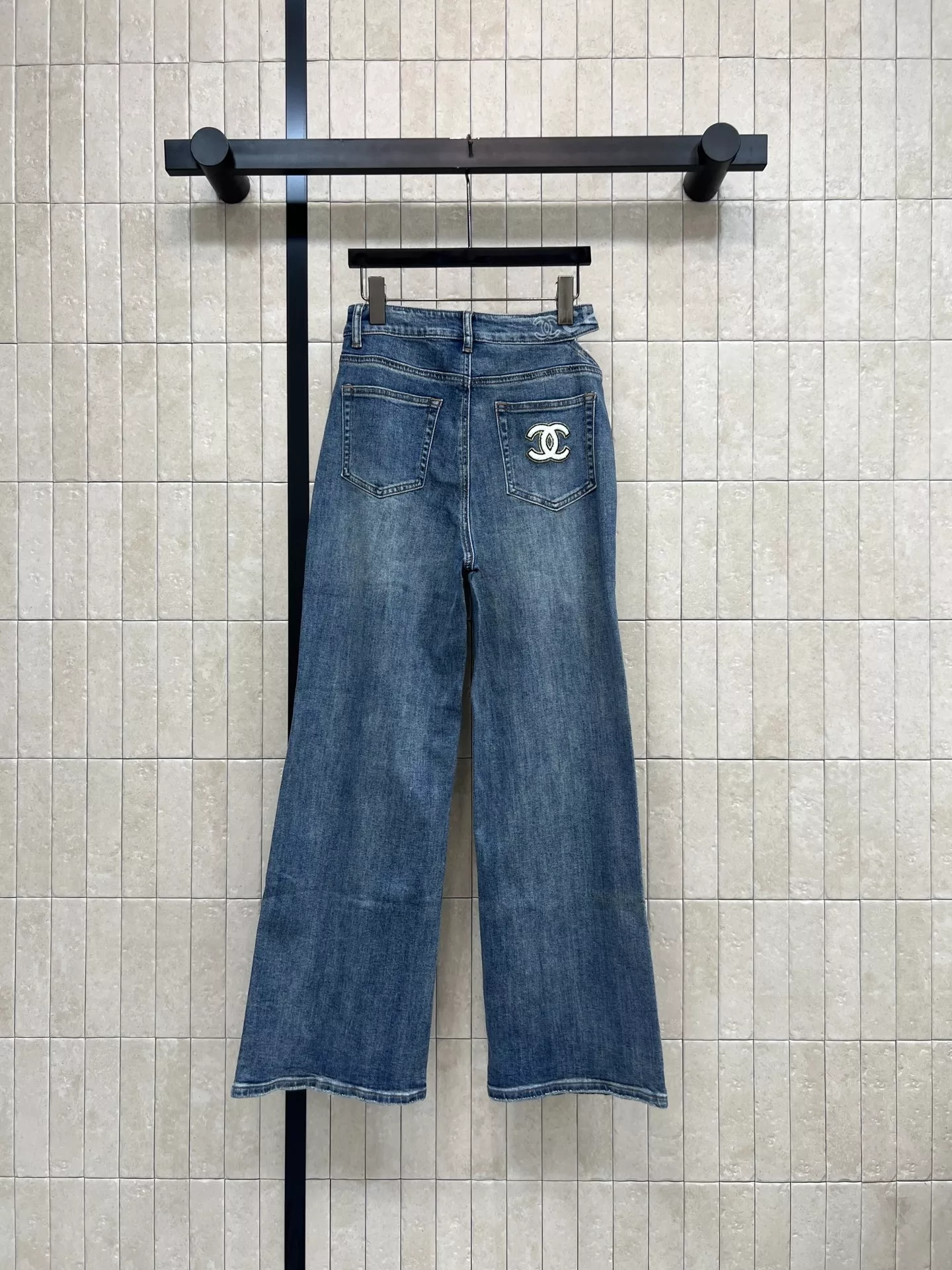 샤넬 컷아웃 와이드 데님 팬츠 상세 이미지 7