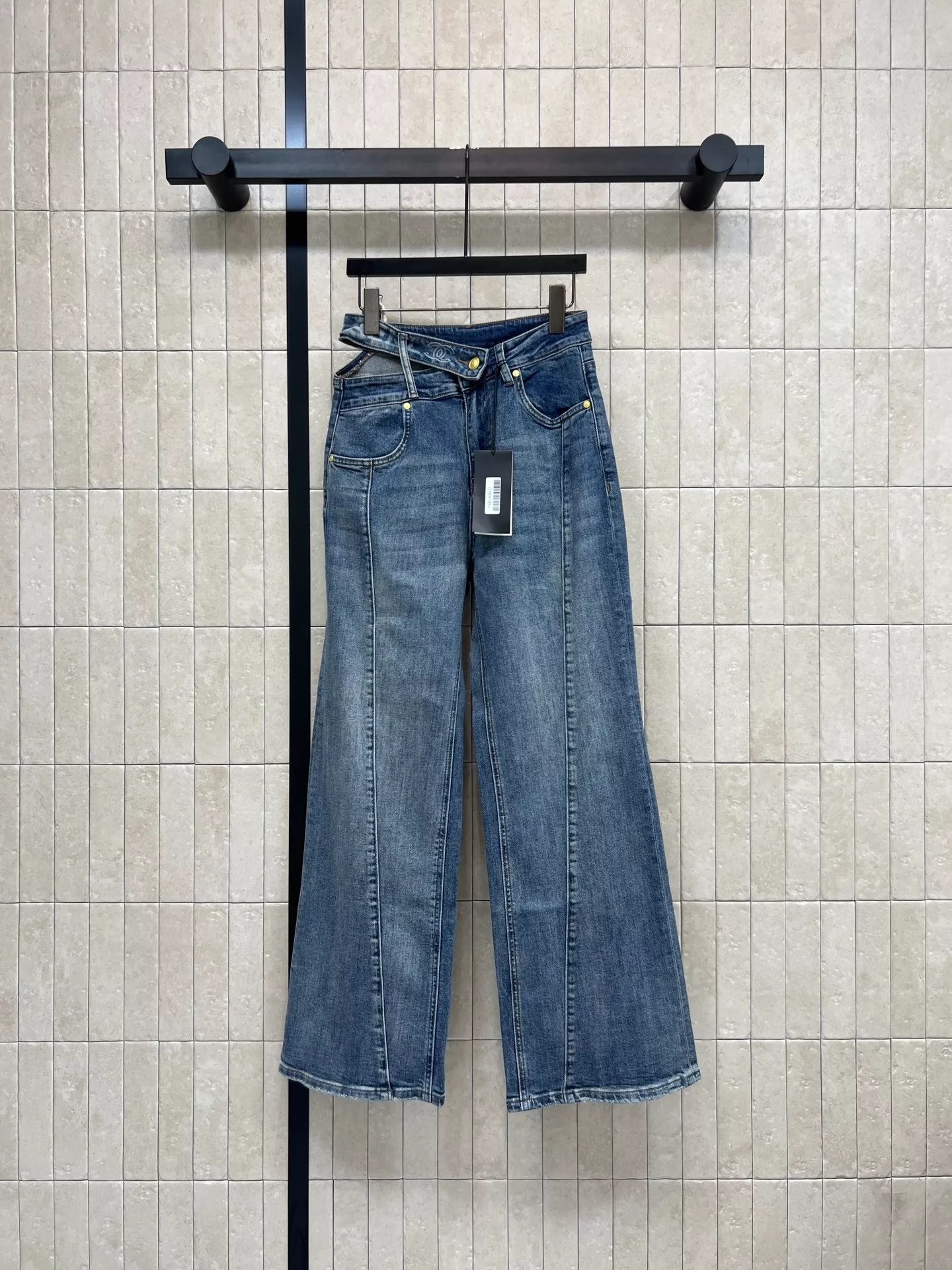 샤넬 컷아웃 와이드 데님 팬츠 상세 이미지 1
