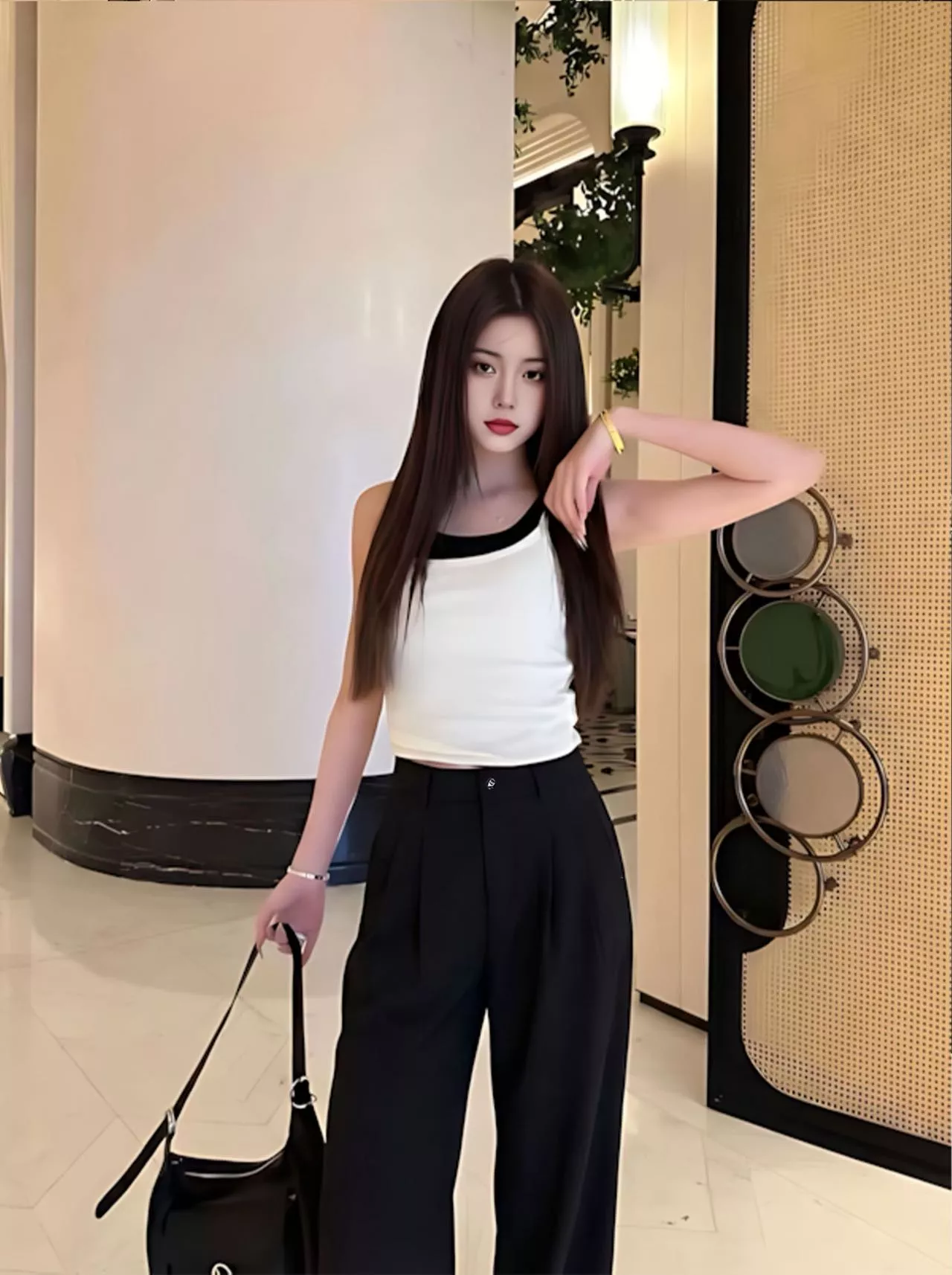 디올 자수 포인트 와이드 팬츠 상세 이미지 21