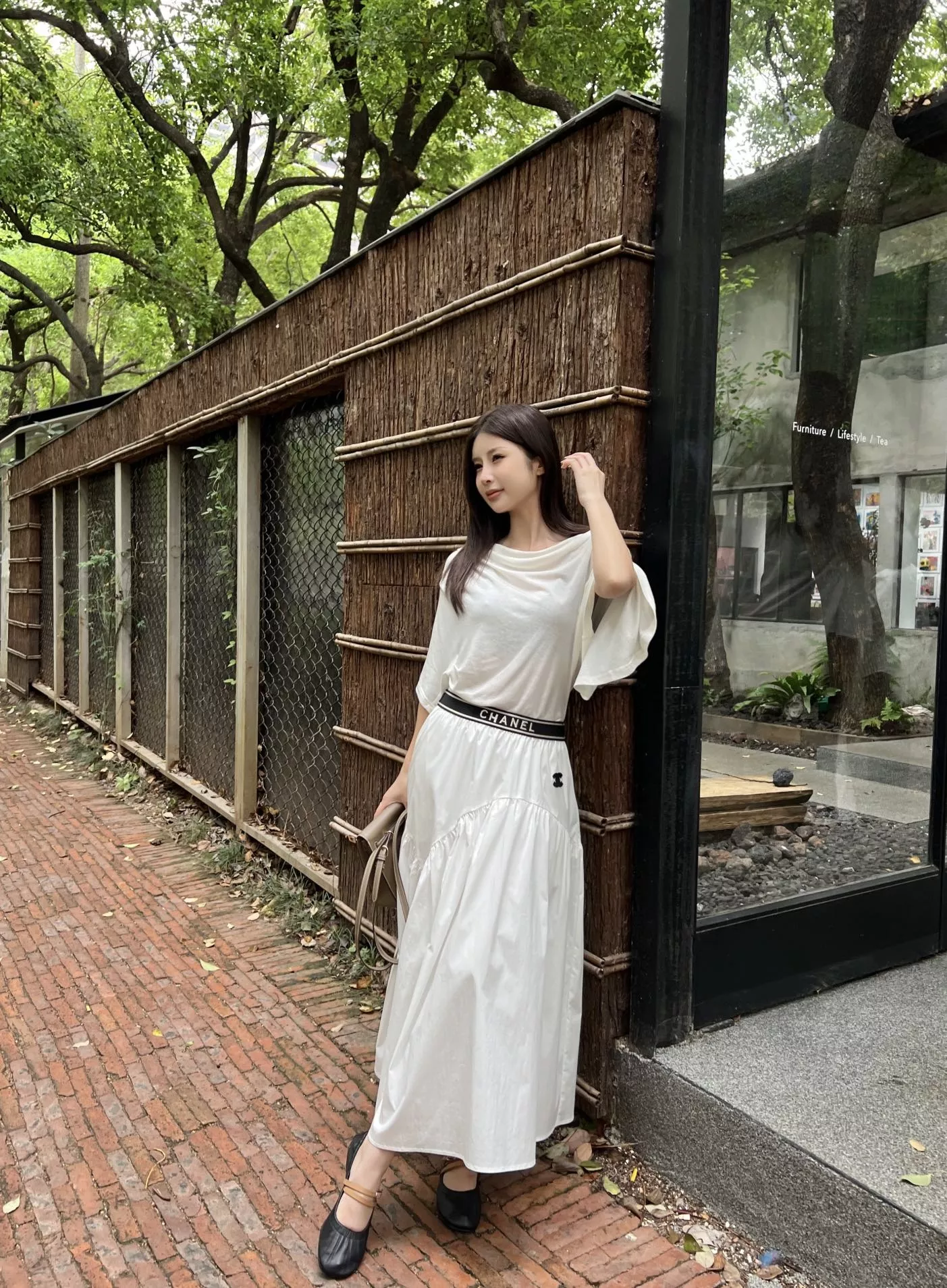 샤넬 배색 허리밴드 자수 스커트 상세 이미지 19