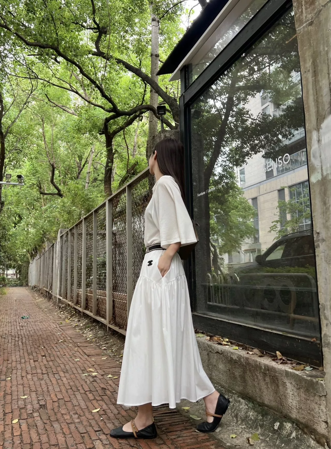 샤넬 배색 허리밴드 자수 스커트 상세 이미지 12