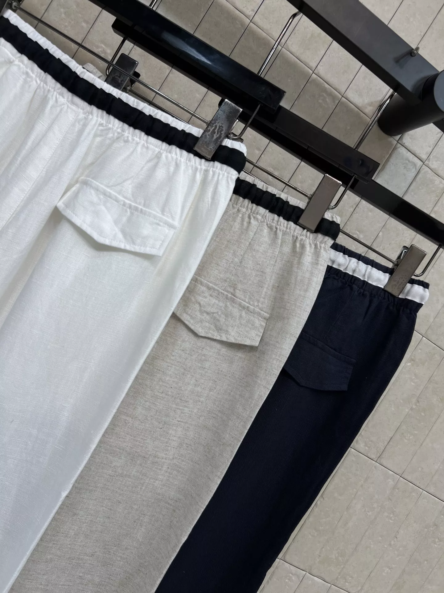 디올 린넨 와이드 밴딩 팬츠 상세 이미지 9