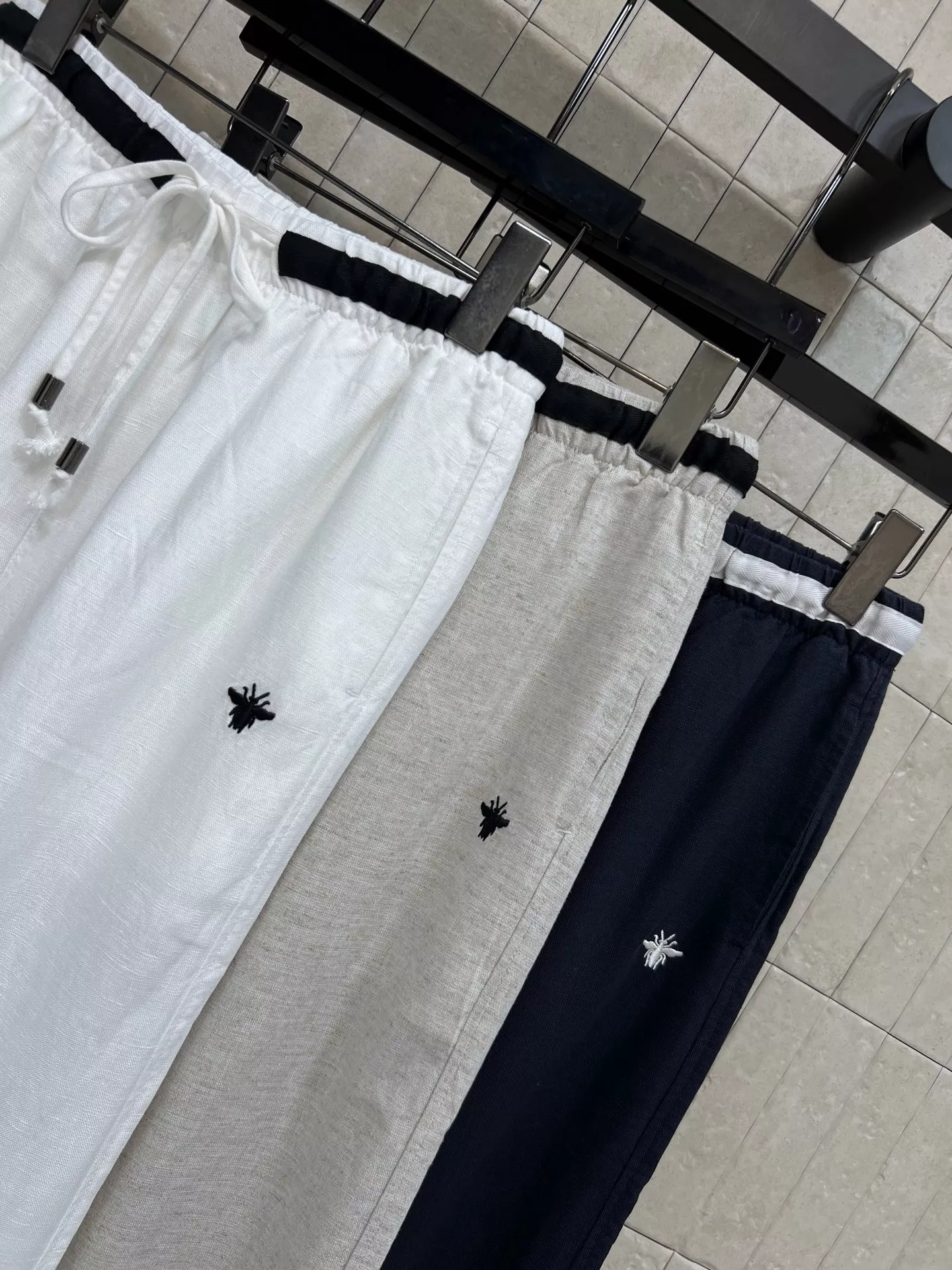 디올 린넨 와이드 밴딩 팬츠 상세 이미지 4