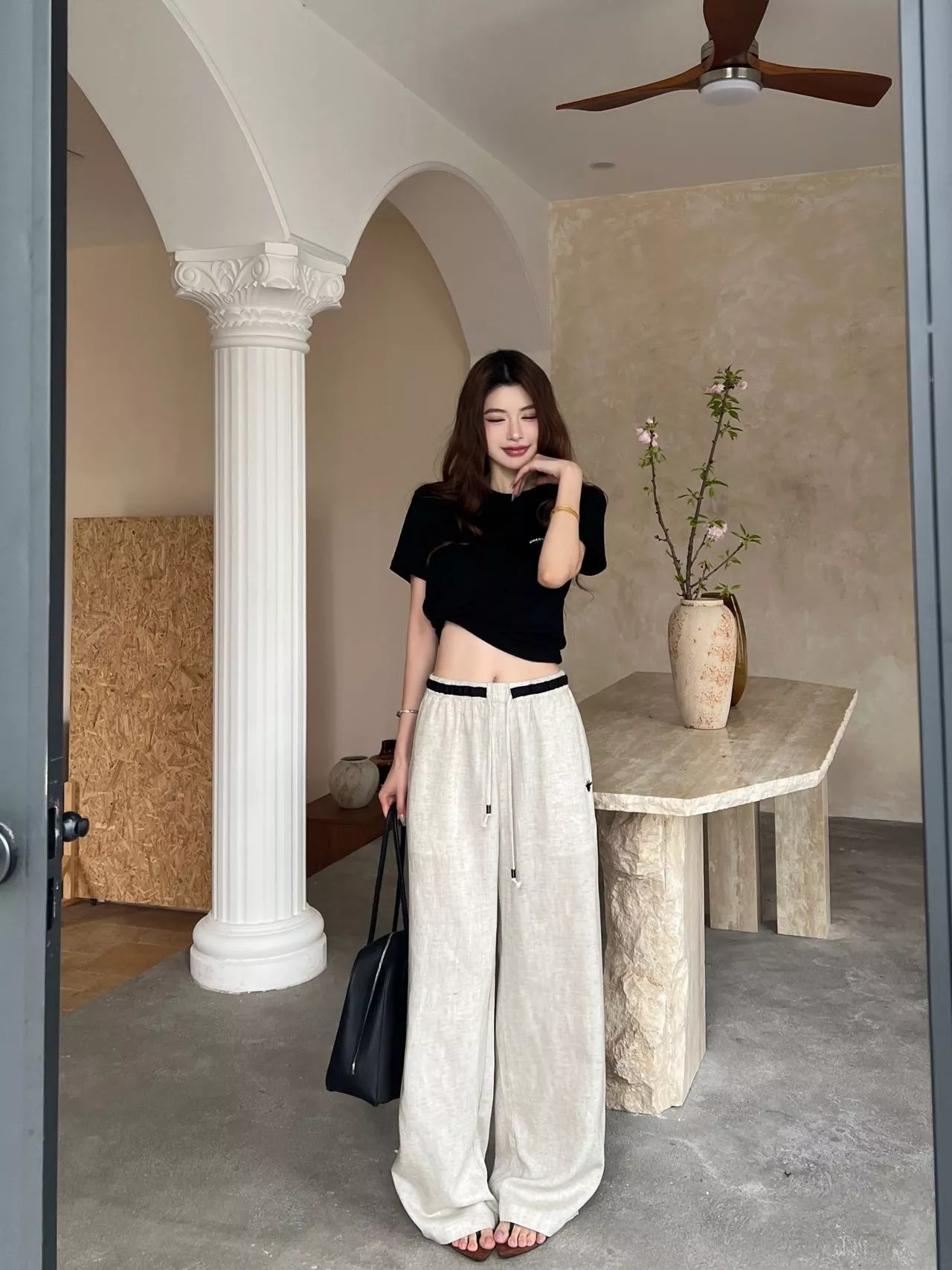 디올 린넨 와이드 밴딩 팬츠 상세 이미지 33