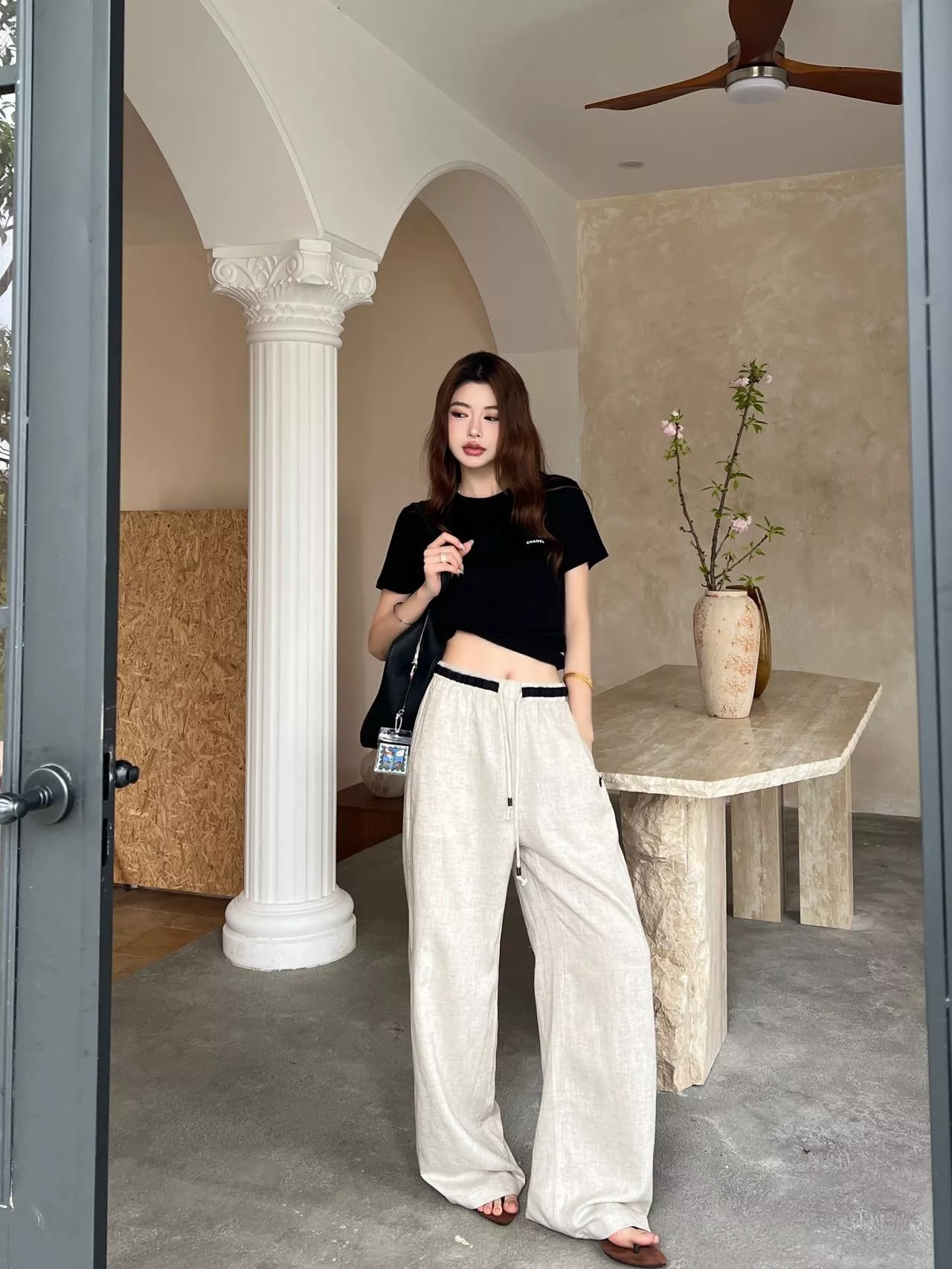 디올 린넨 와이드 밴딩 팬츠 상세 이미지 32