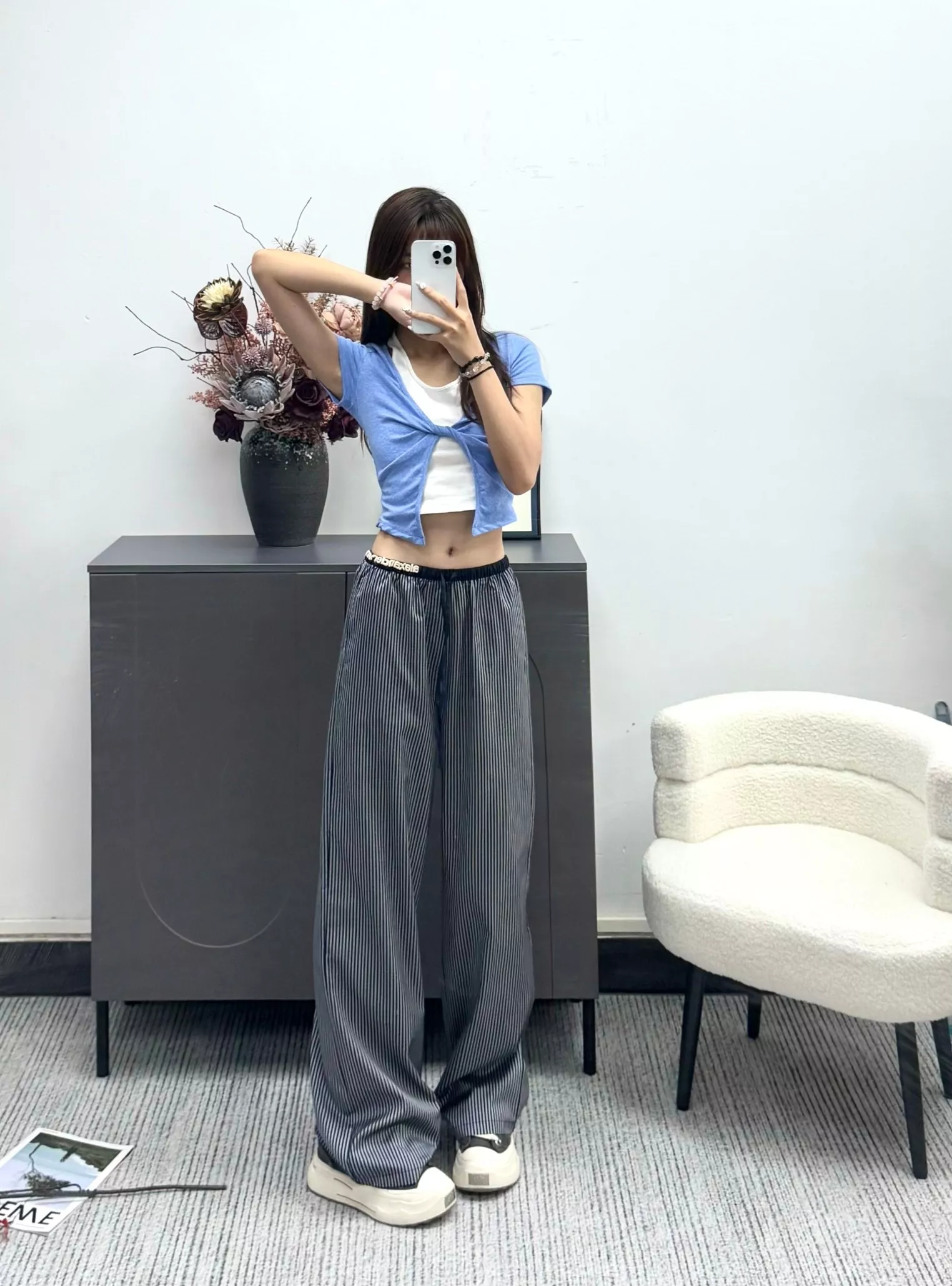 알렉산더왕 세로 스트라이프 와이드 팬츠 상세 이미지 12