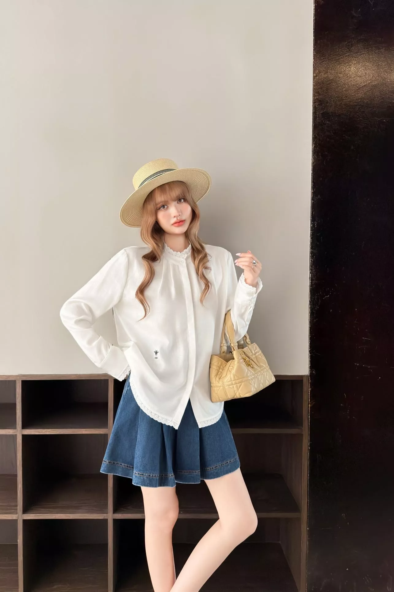 디올 레이스 디테일 코튼 블라우스 상세 이미지 13