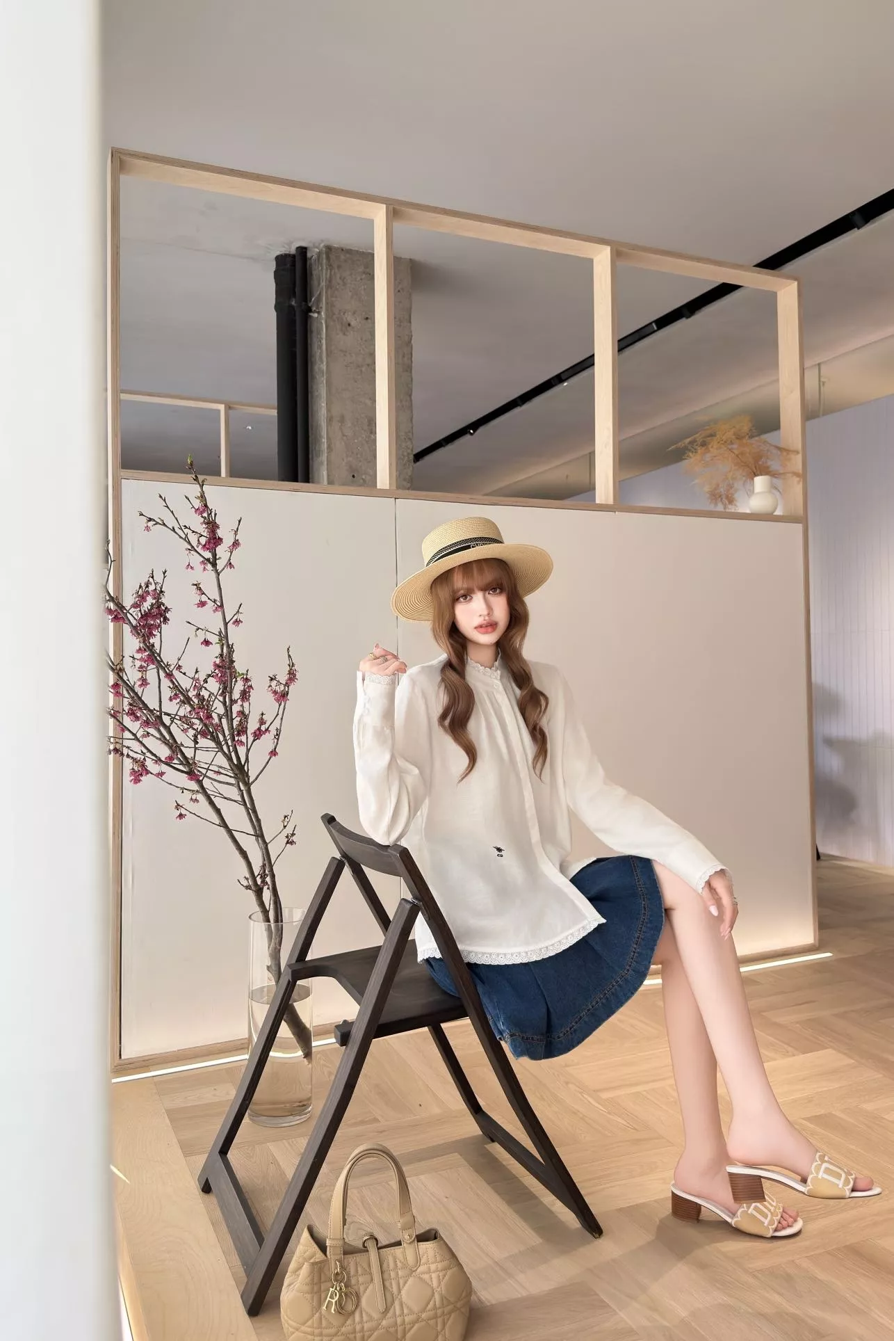디올 레이스 디테일 코튼 블라우스 상세 이미지 14