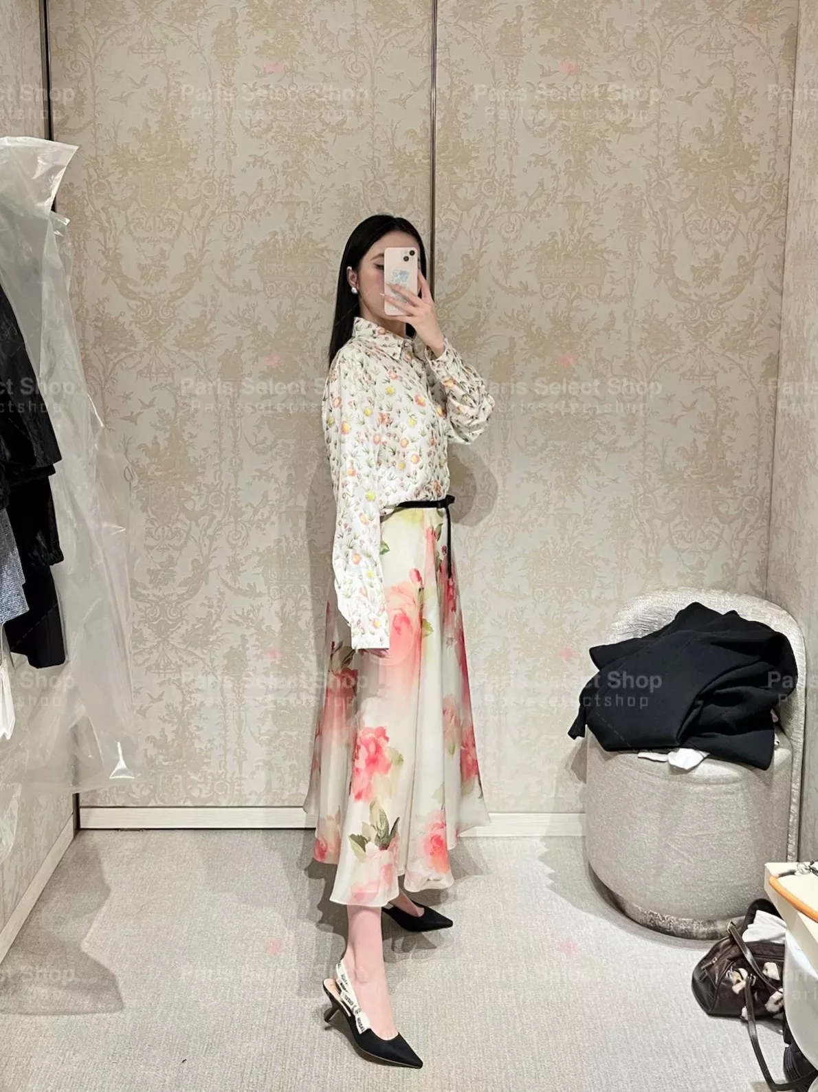 디올 플라워 프린트 하이웨이스트 스커트 상세 이미지 20