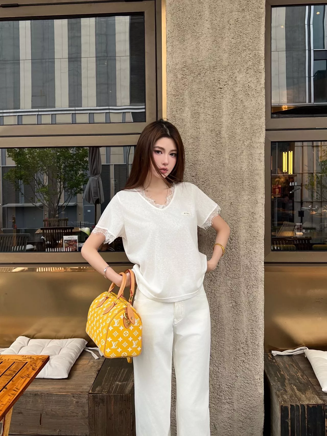 샤넬 화이트 하이웨이스트 데님 팬츠 상세 이미지 18
