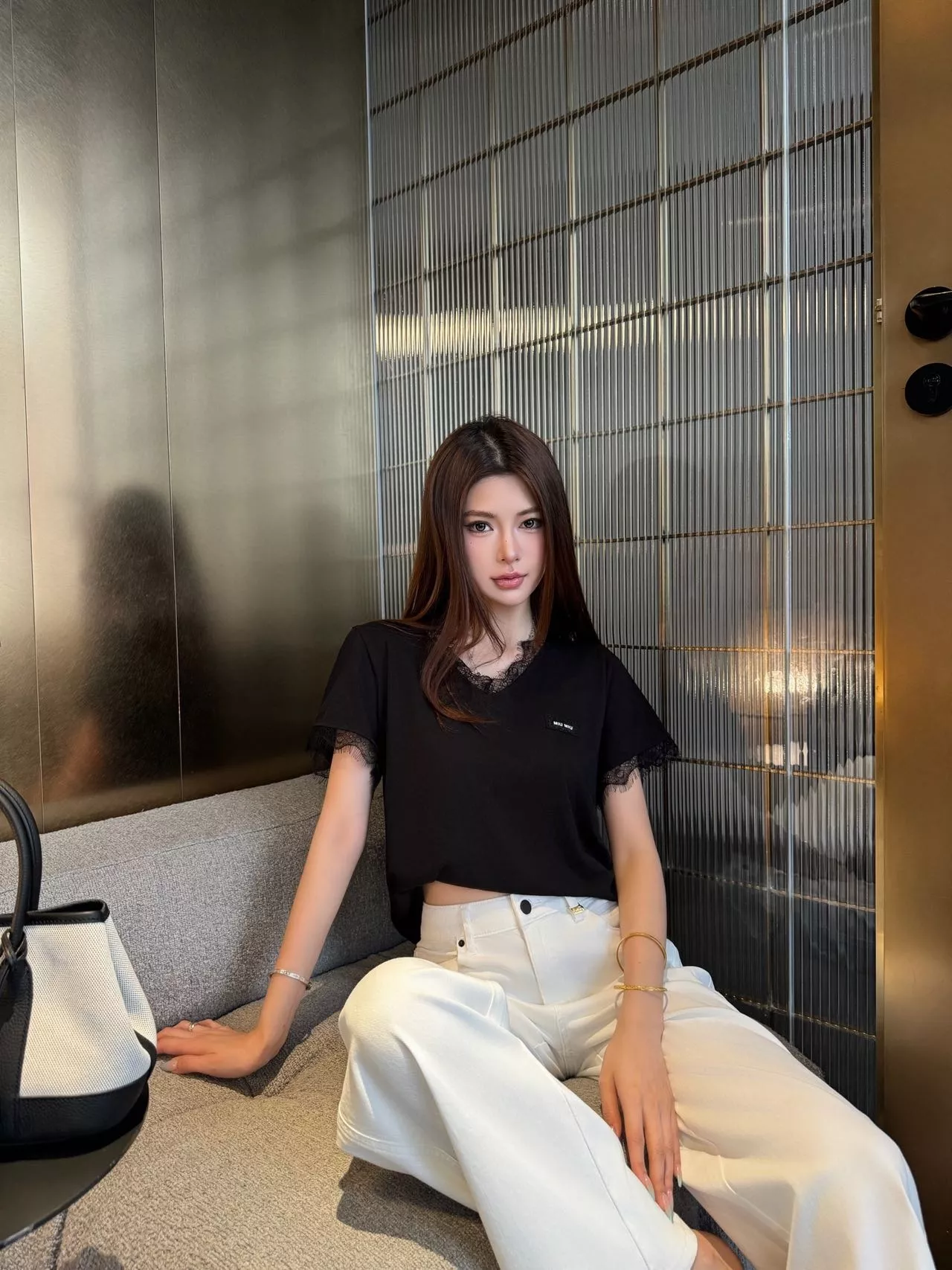 샤넬 화이트 와이드 데님 팬츠 상세 이미지 19