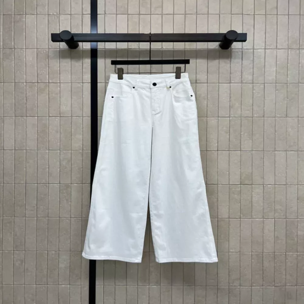 샤넬 화이트 와이드 데님 팬츠