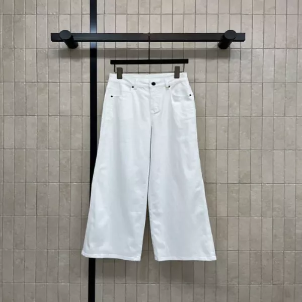 샤넬 화이트 와이드 데님 팬츠