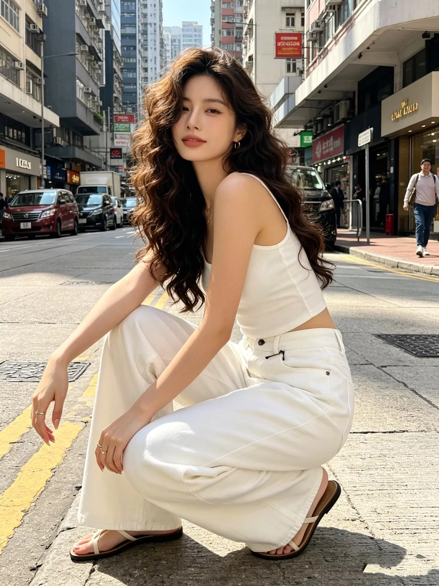 디올 화이트 와이드 데님 팬츠 상세 이미지 12