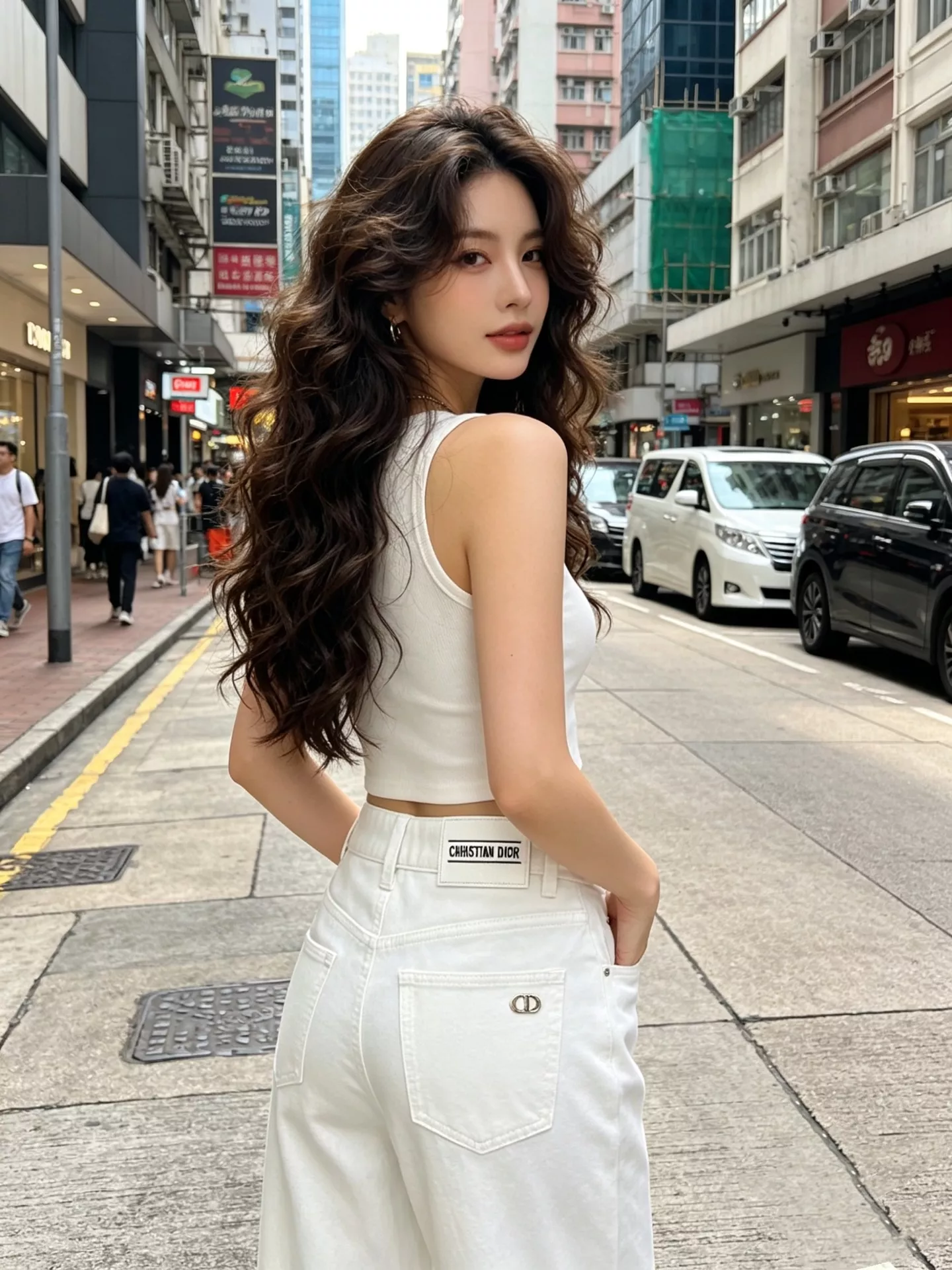 디올 화이트 와이드 데님 팬츠 상세 이미지 14