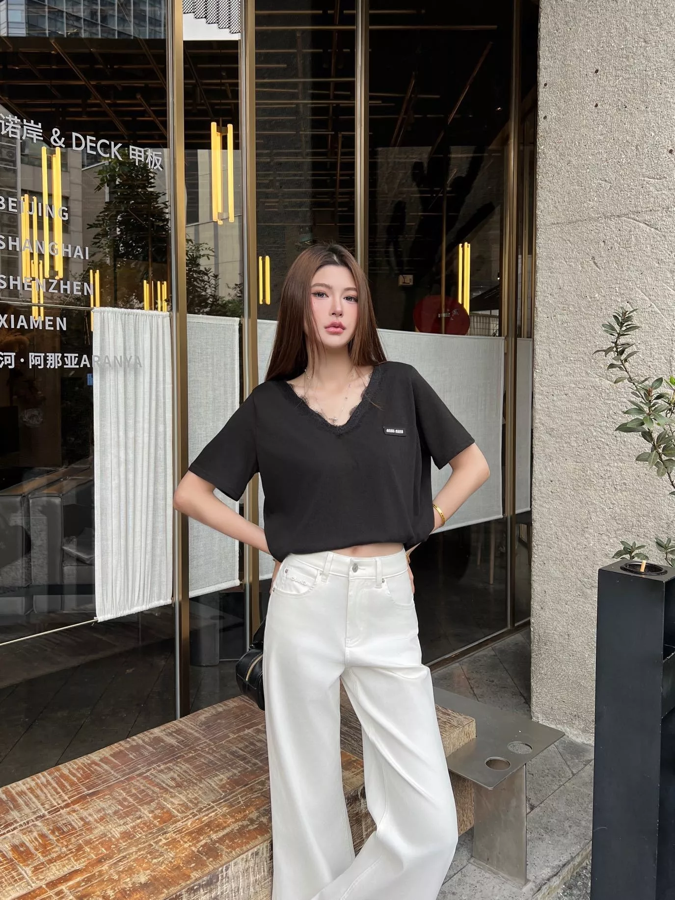 셀린느 화이트 와이드 데님 팬츠 상세 이미지 13