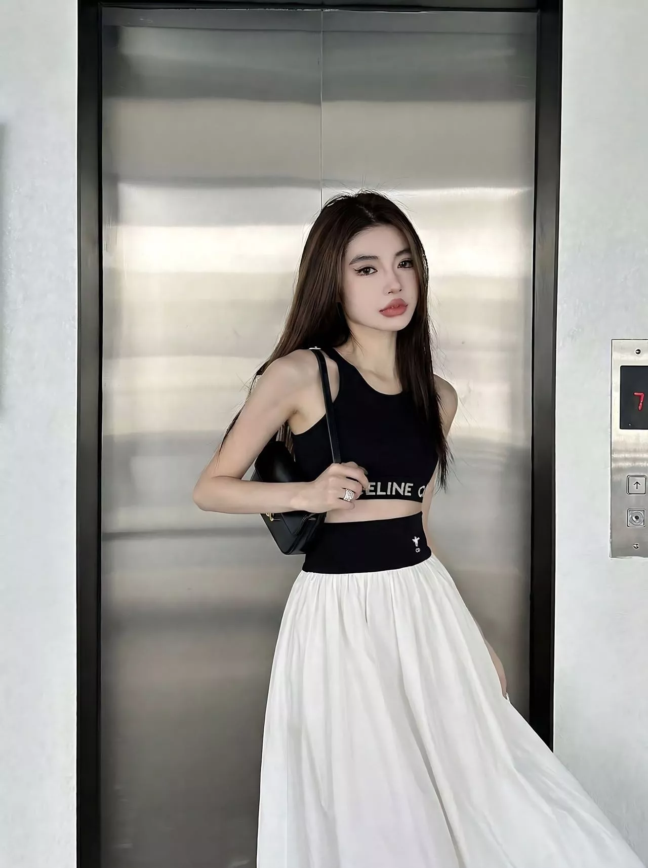 디올 배색 허리선 플레어 스커트 상세 이미지 14