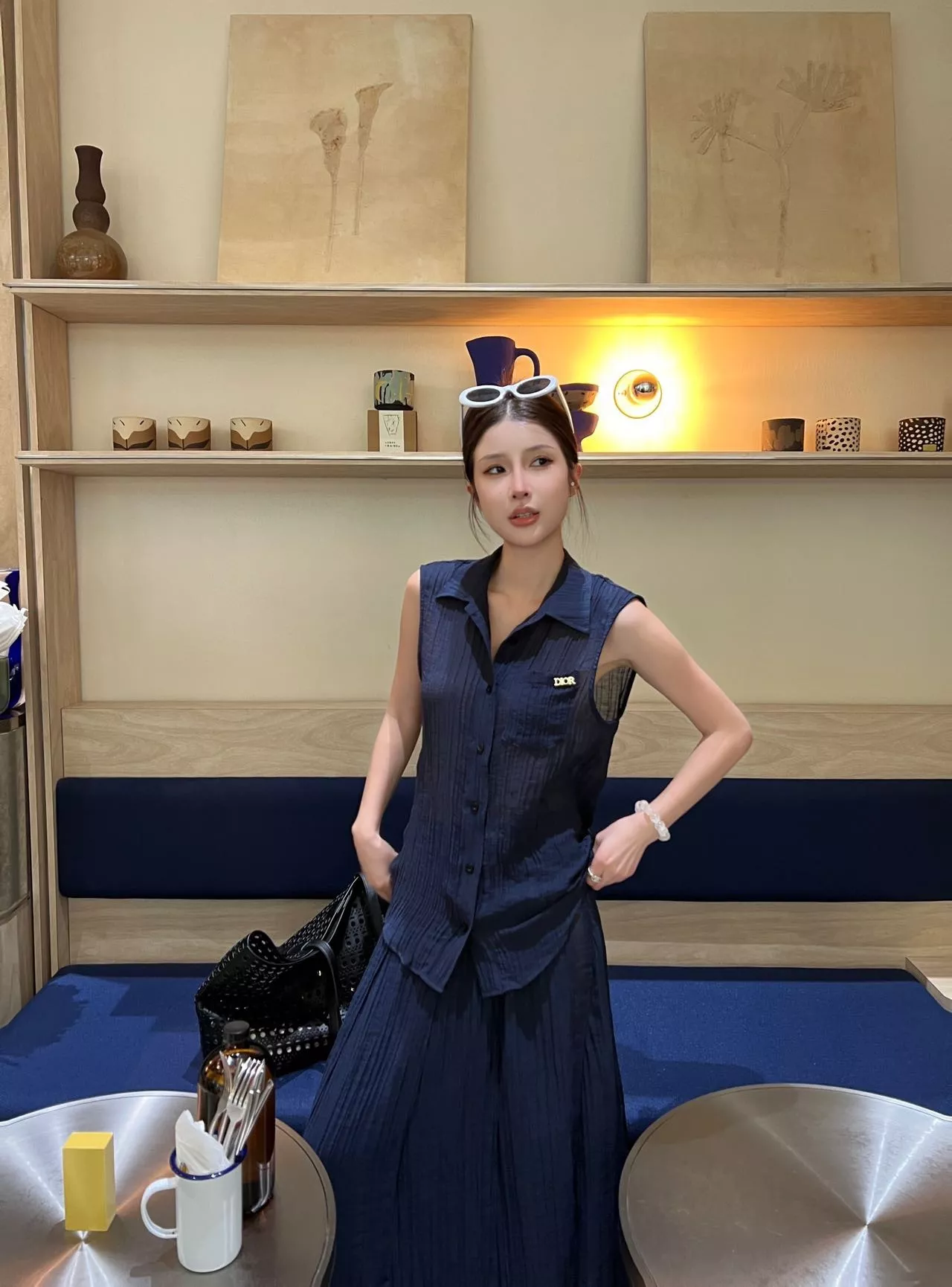 디올 민소매 셔츠와 언발 스커트 세트 상세 이미지 18