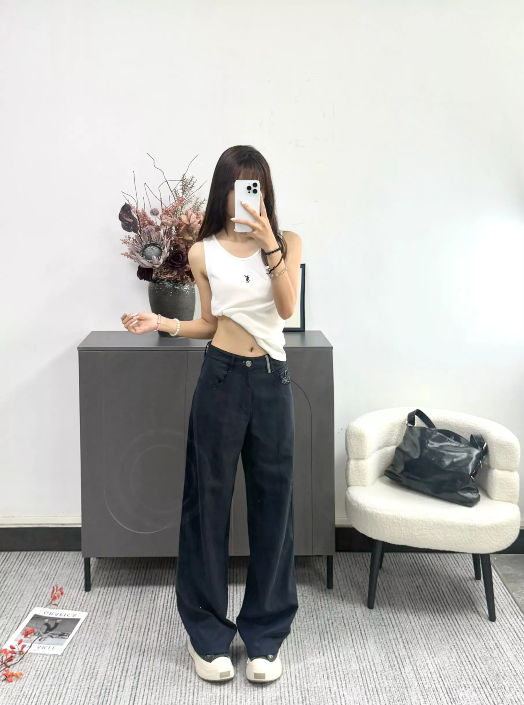 로에베 자수 포켓 하이웨이스트 와이드 팬츠 상세 이미지 22