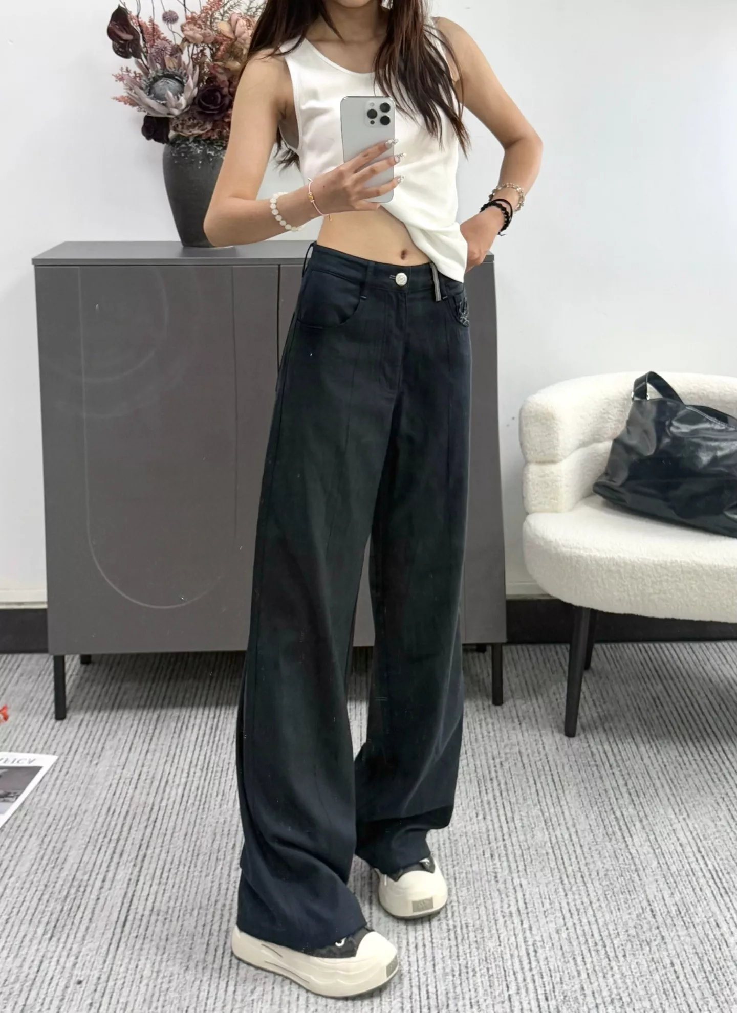 로에베 자수 포켓 하이웨이스트 와이드 팬츠 상세 이미지 25