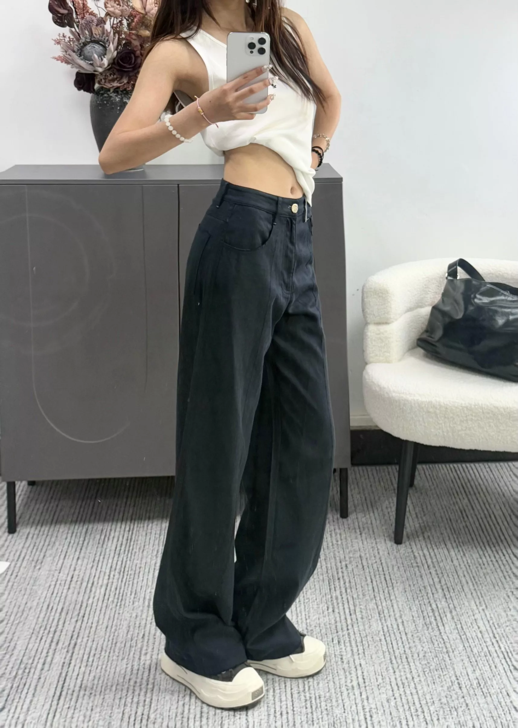 로에베 자수 포켓 하이웨이스트 와이드 팬츠 상세 이미지 24