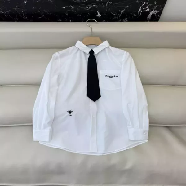 디올 자수 로고 코튼 롱 셔츠