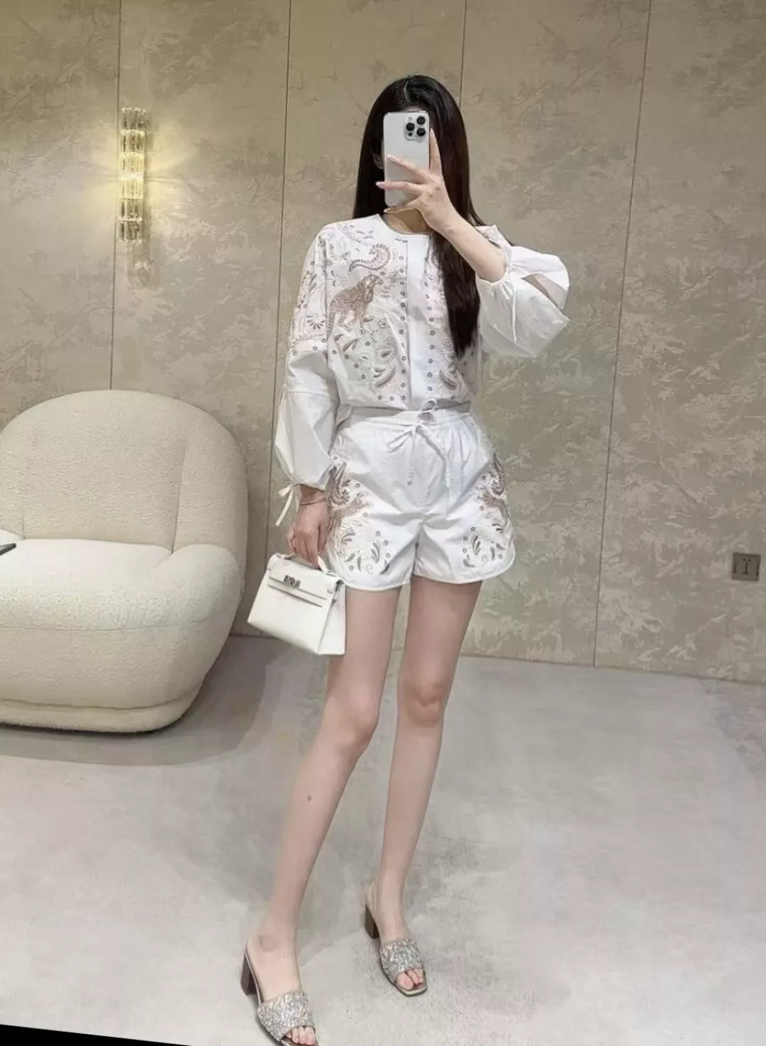 짐머만 자수 블라우스 반바지 세트 상세 이미지 11