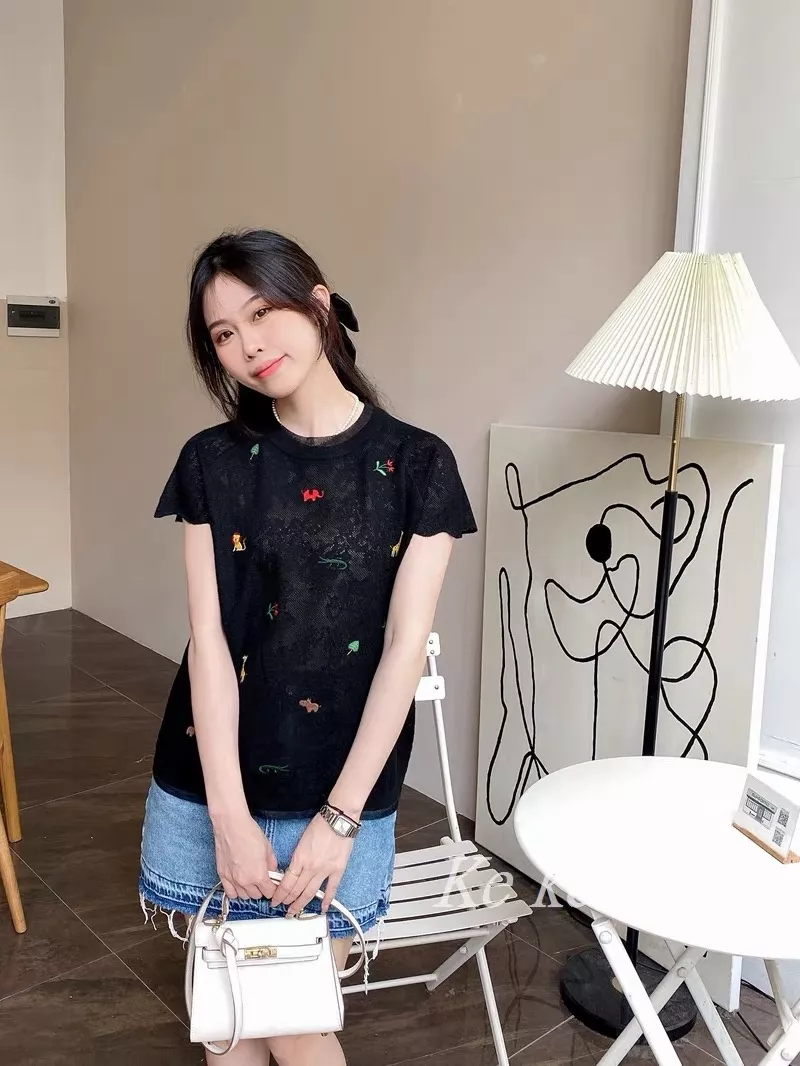 디올 프렌치 무드 자수 니트 티셔츠 상세 이미지 32