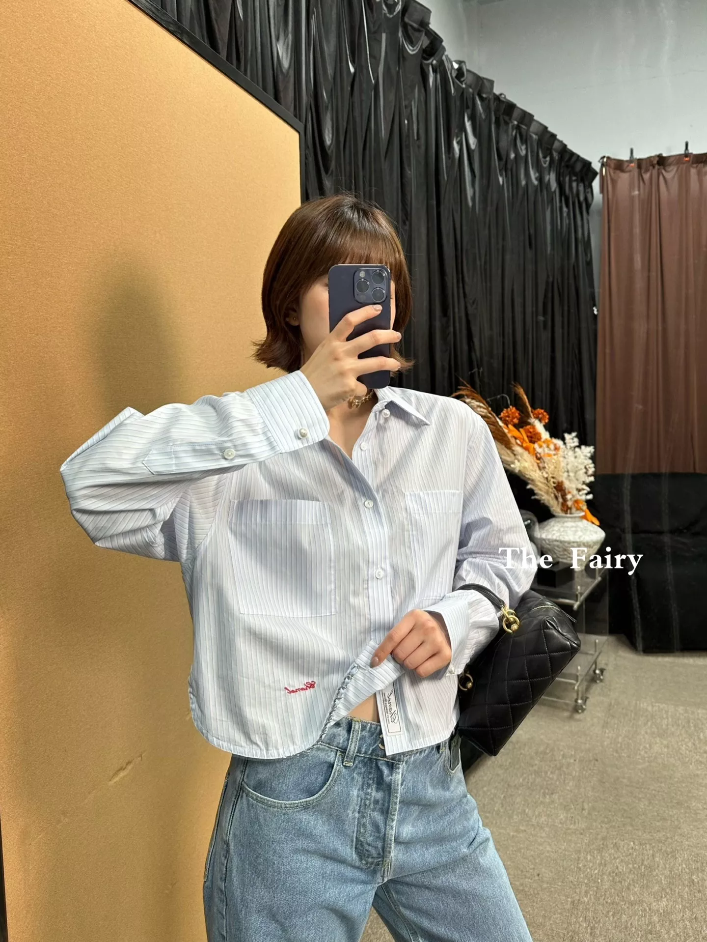 샤넬 스트라이프 크롭 코튼 셔츠 상세 이미지 14