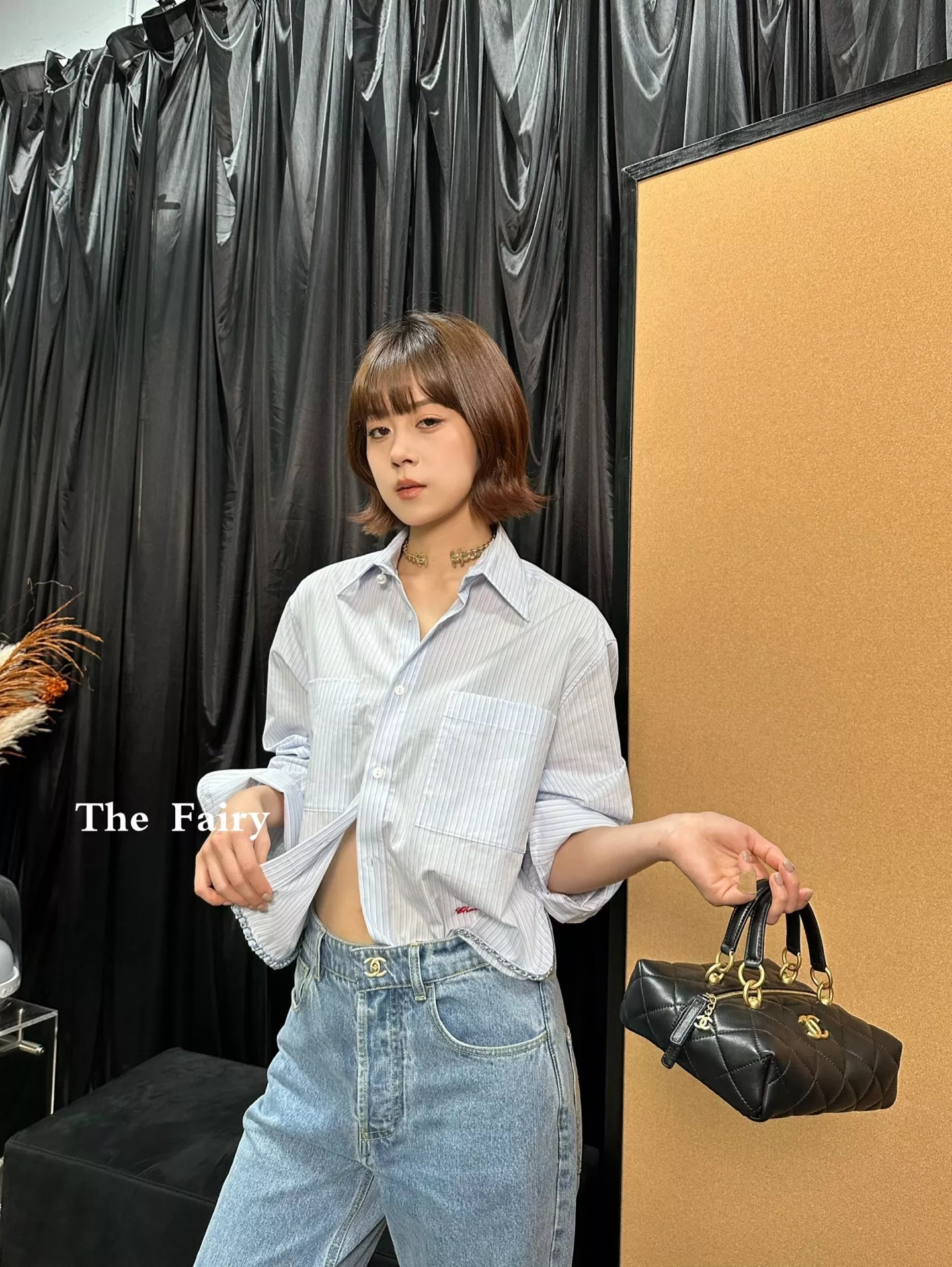 샤넬 스트라이프 크롭 코튼 셔츠 상세 이미지 12