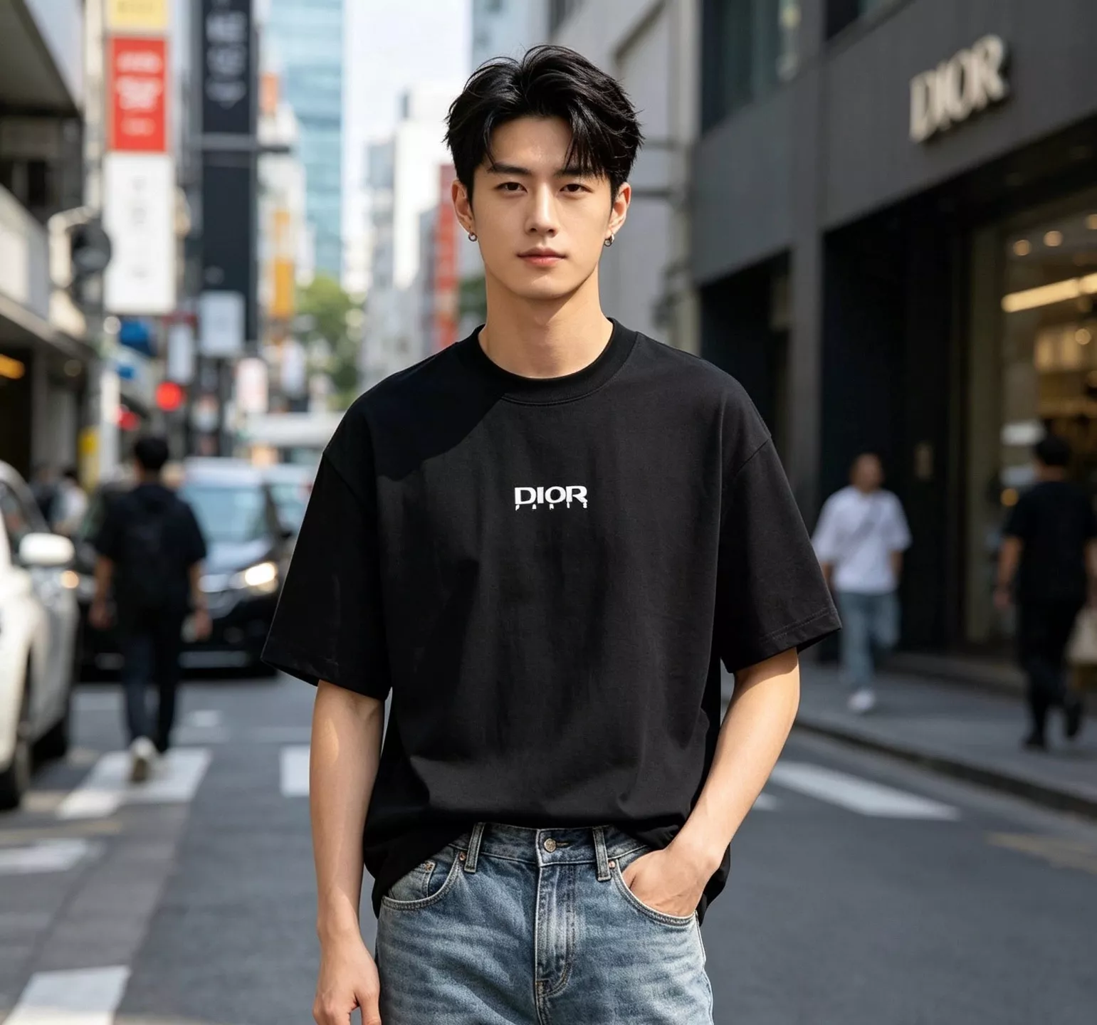 디올 플로킹 로고 프린트 반소매 상세 이미지 12