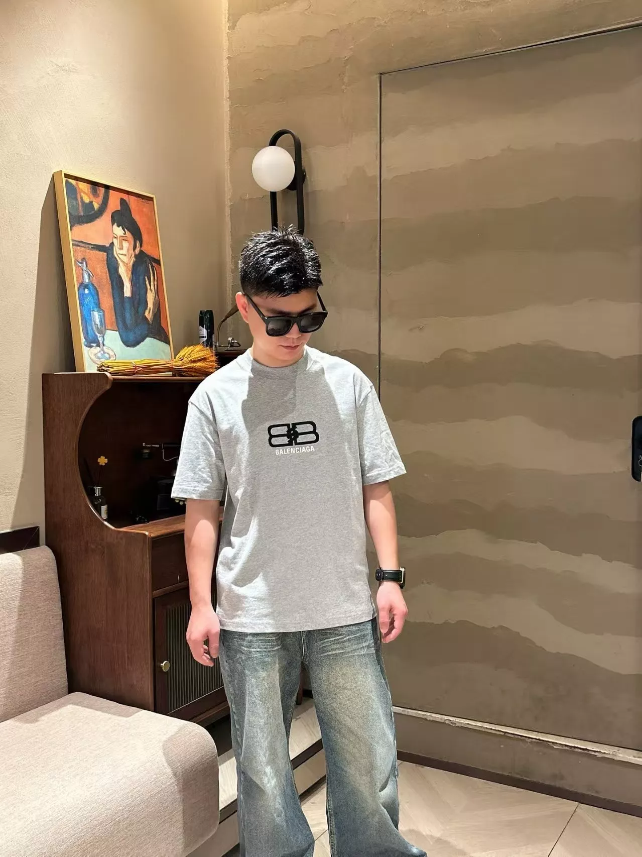 발렌시아가 전후면 레터링 프린트 반팔 티셔츠 상세 이미지 18