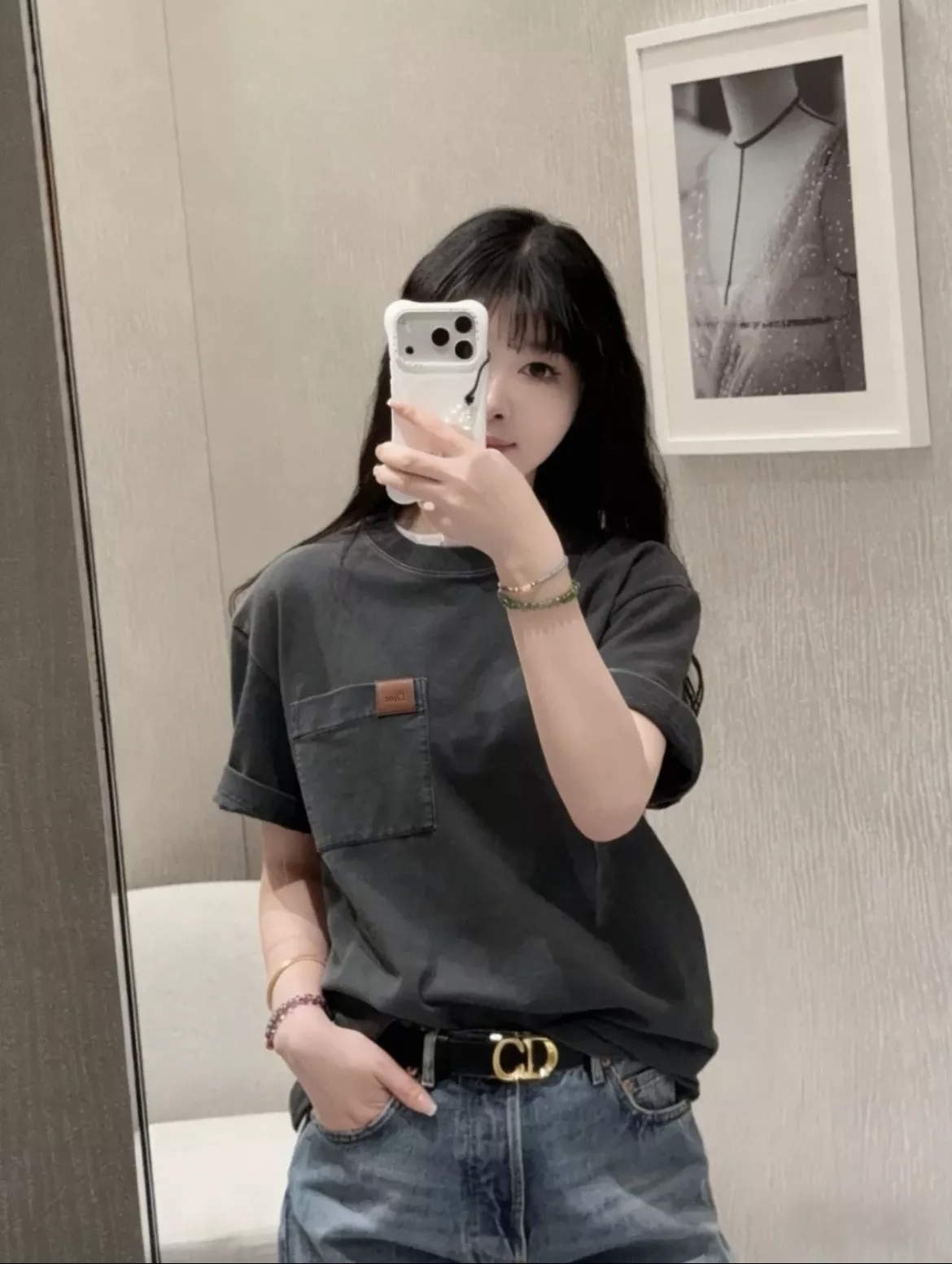 디올 포켓 로고 가죽 패치 반소매 상세 이미지 19