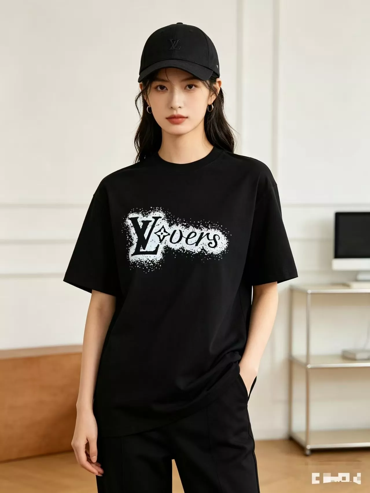 루이비통 스프레이 프린팅 반소매 티셔츠 상세 이미지 11