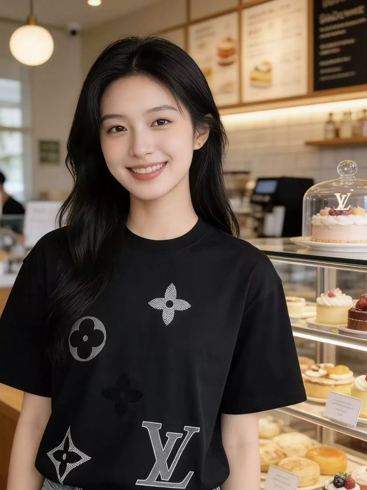 루이비통 플로킹 로고 프린트 반소매 상세 이미지 14