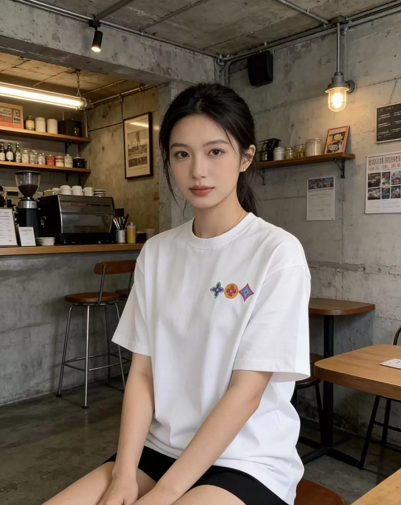 루이비통 컬러 플라워 자수 반소매 티셔츠 상세 이미지 12