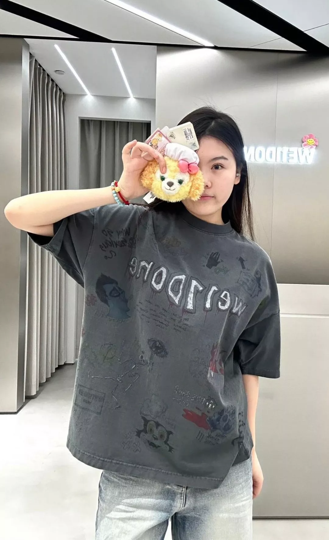 웰던 컬러 그래피티 핸드페인팅 프린트 반소매 상세 이미지 14