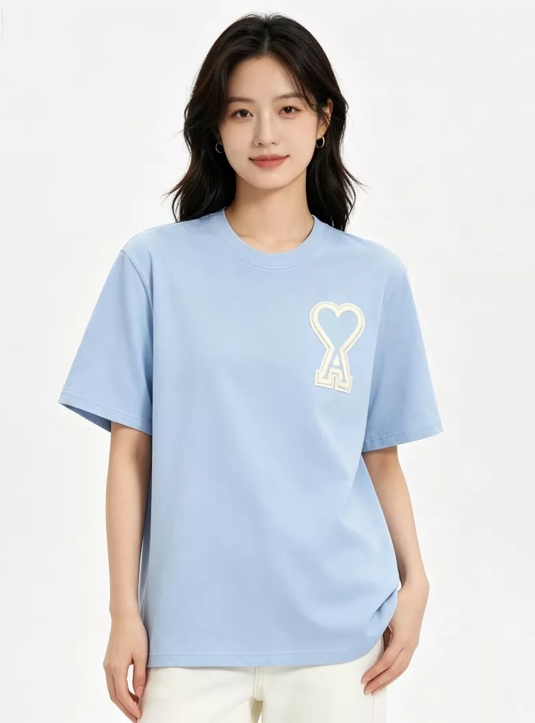 아미 하트 로고 자수 반소매 티셔츠 상세 이미지 12