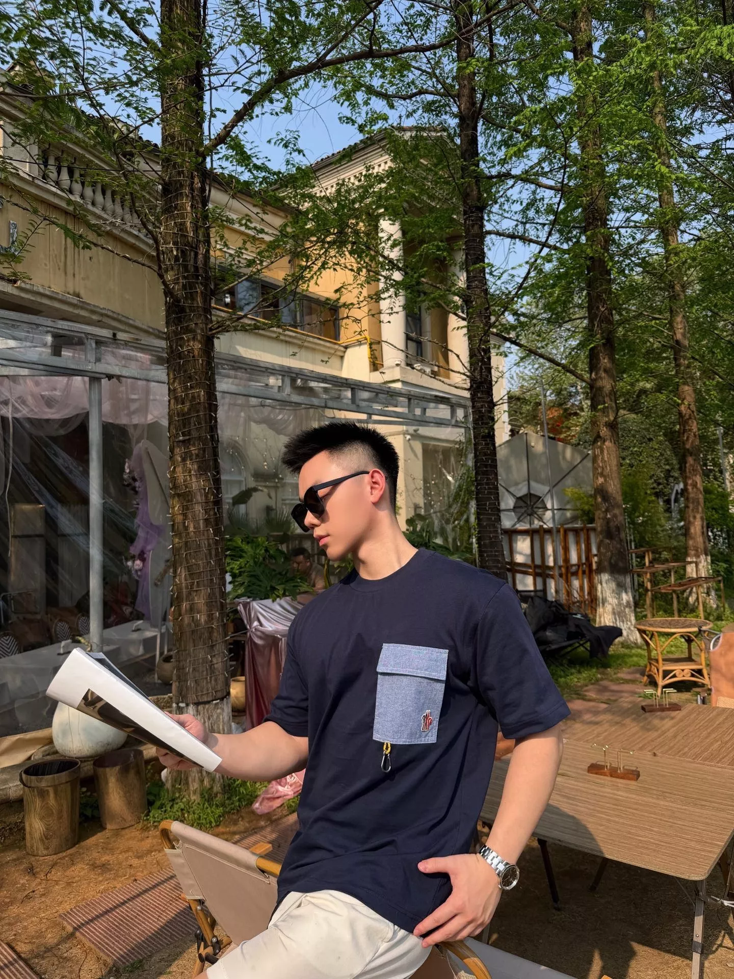 몽클레어 로고 패치 포켓 반소매 티셔츠 상세 이미지 14