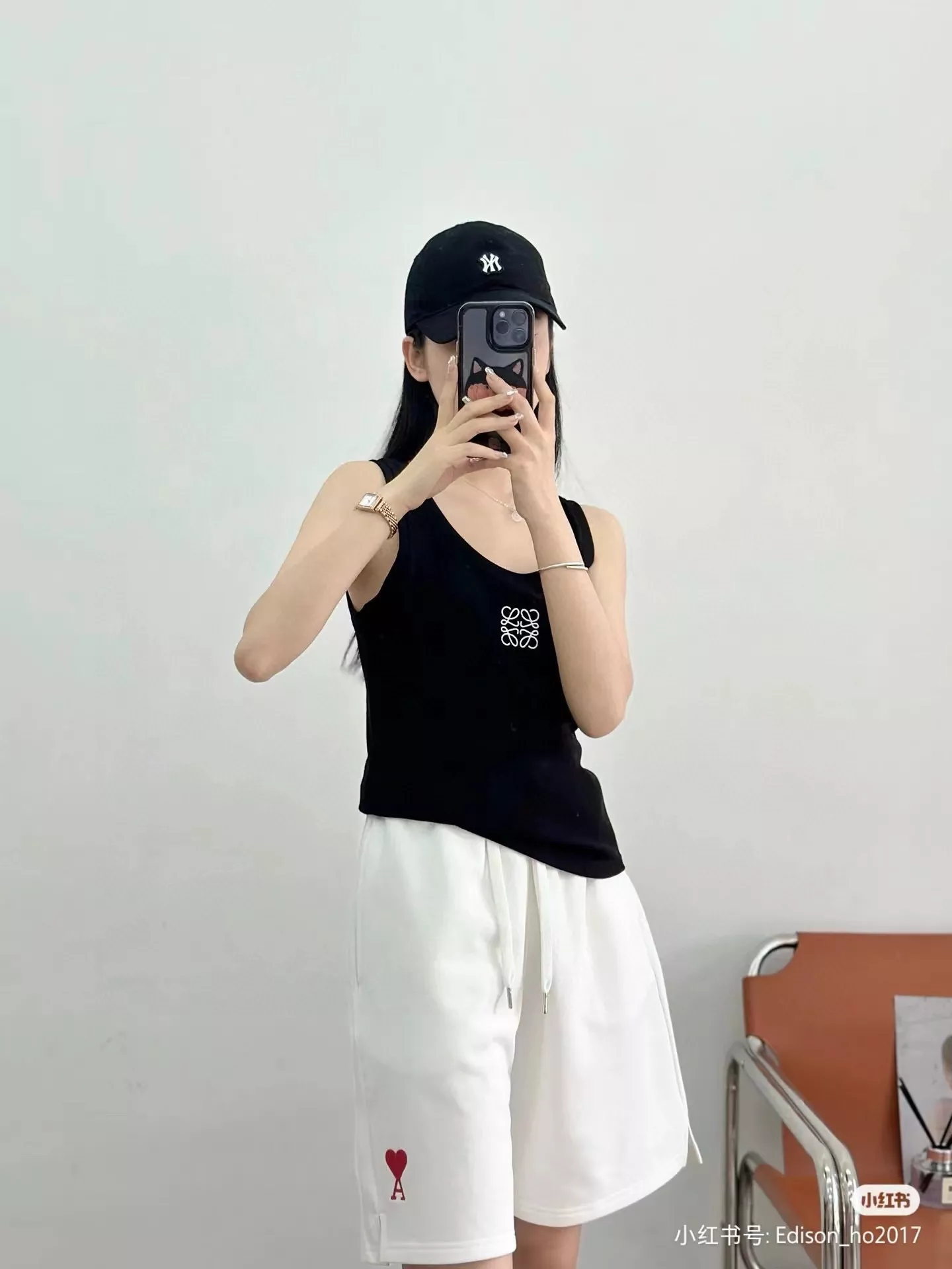 아미 하트 자수 밴딩 반바지 상세 이미지 12