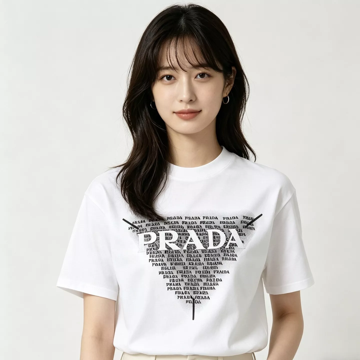 프라다 삼각 로고 자수 반소매 상의 상세 이미지 11