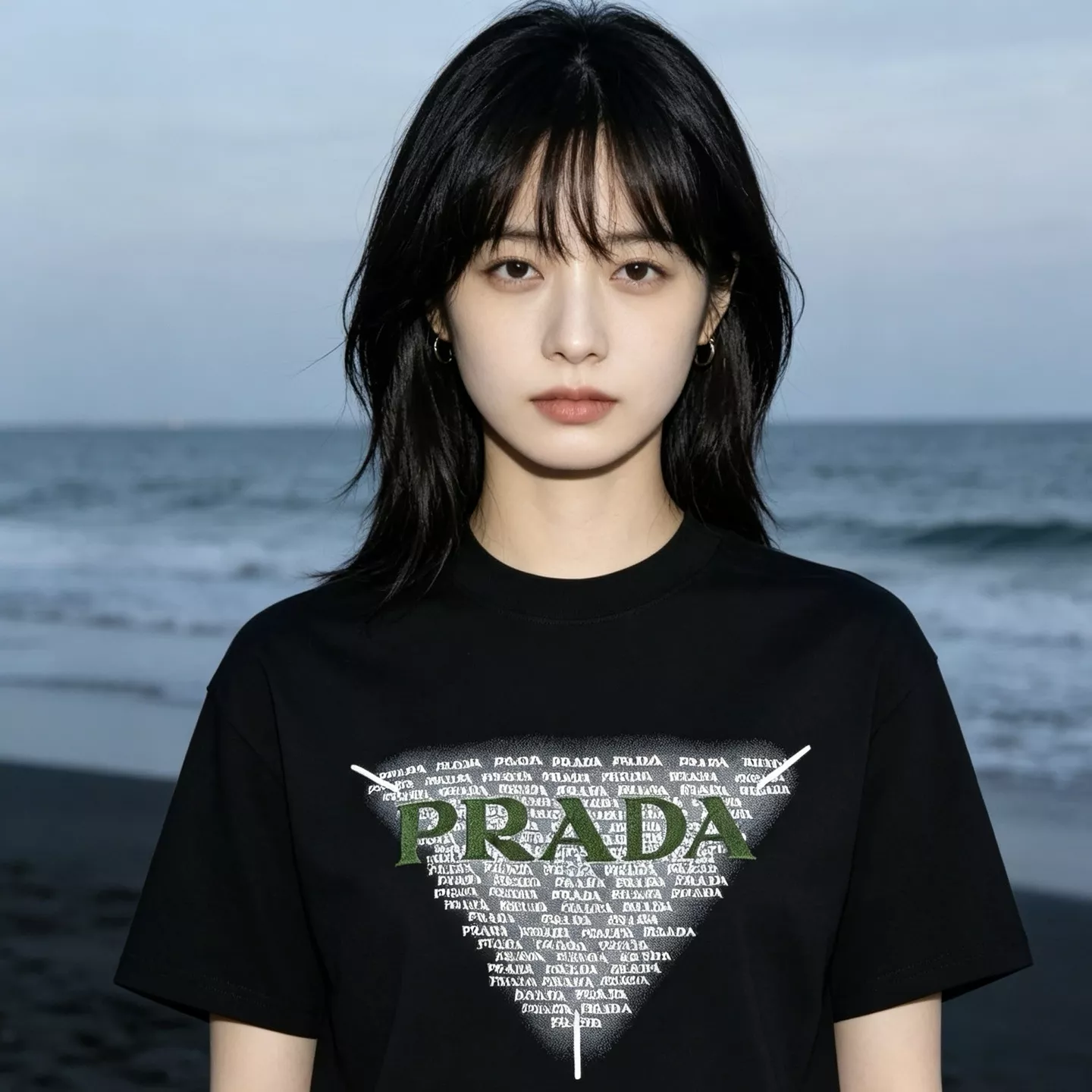 프라다 삼각 로고 자수 반소매 상의 상세 이미지 16
