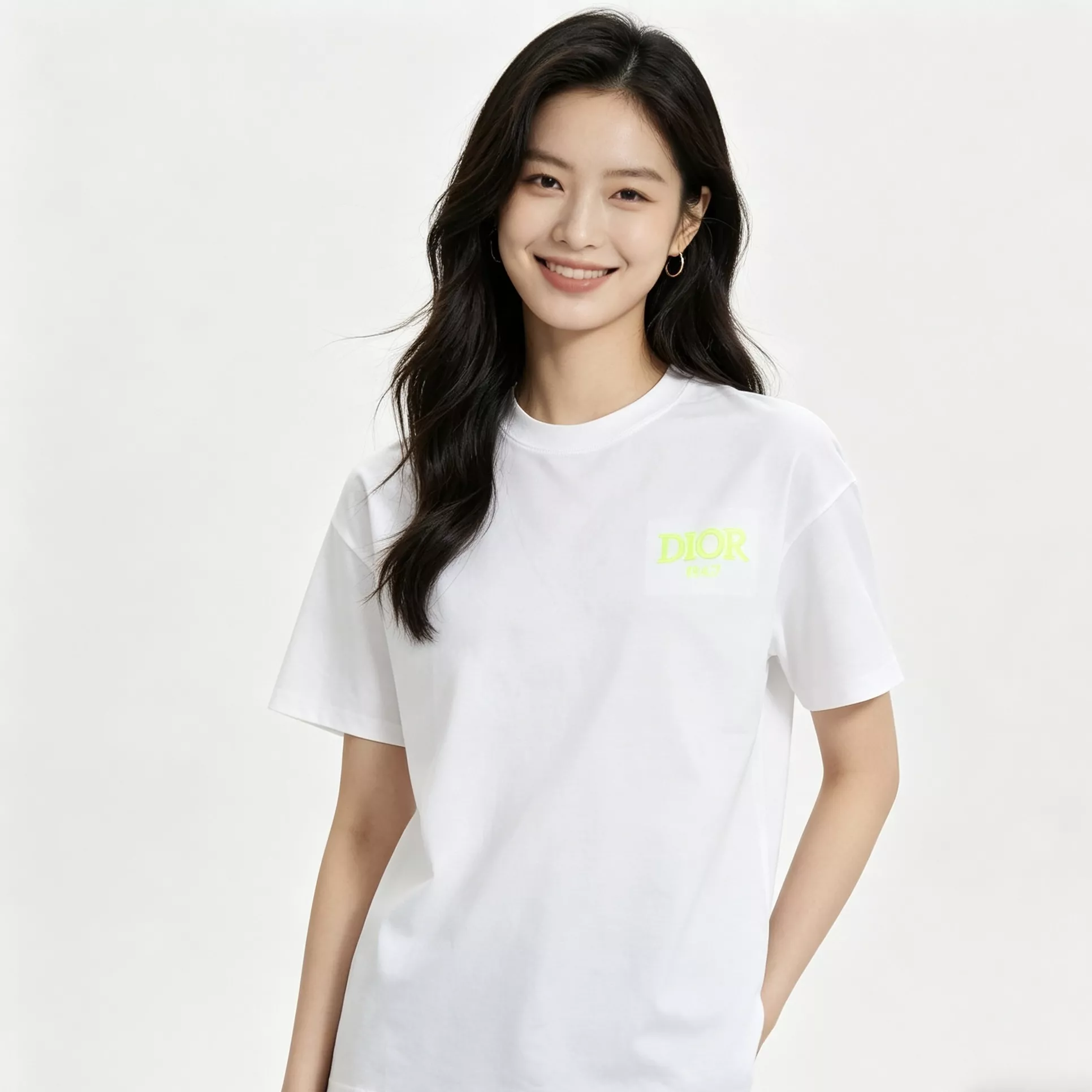 디올 형광 로고 자수 반소매 티셔츠 상세 이미지 13