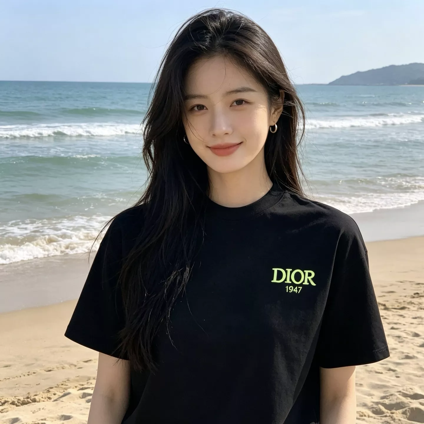 디올 형광 그린 로고 자수 반소매 상세 이미지 16